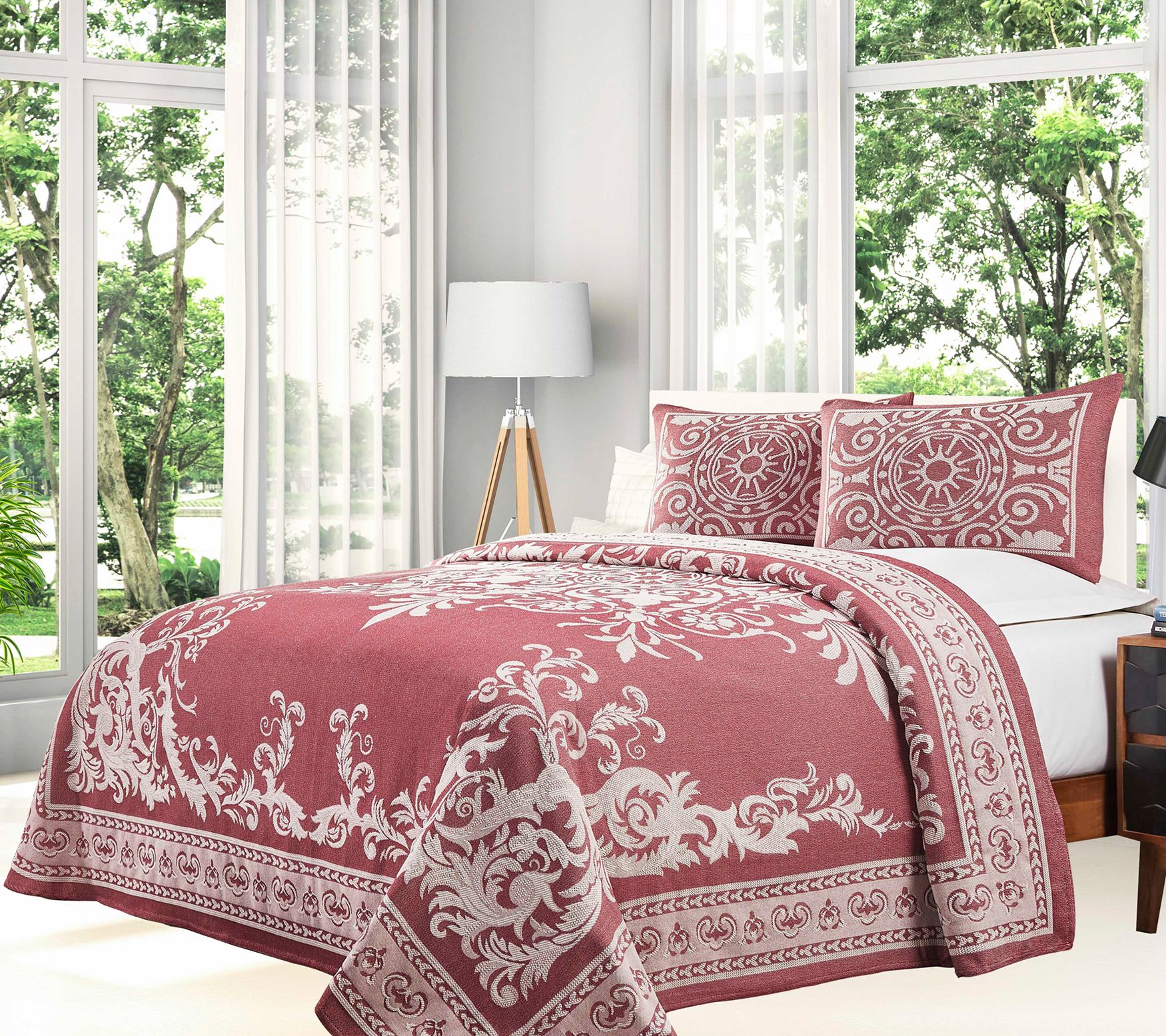 Superior Cotton Blend Oversized Bedspread and S ham Set, Queen