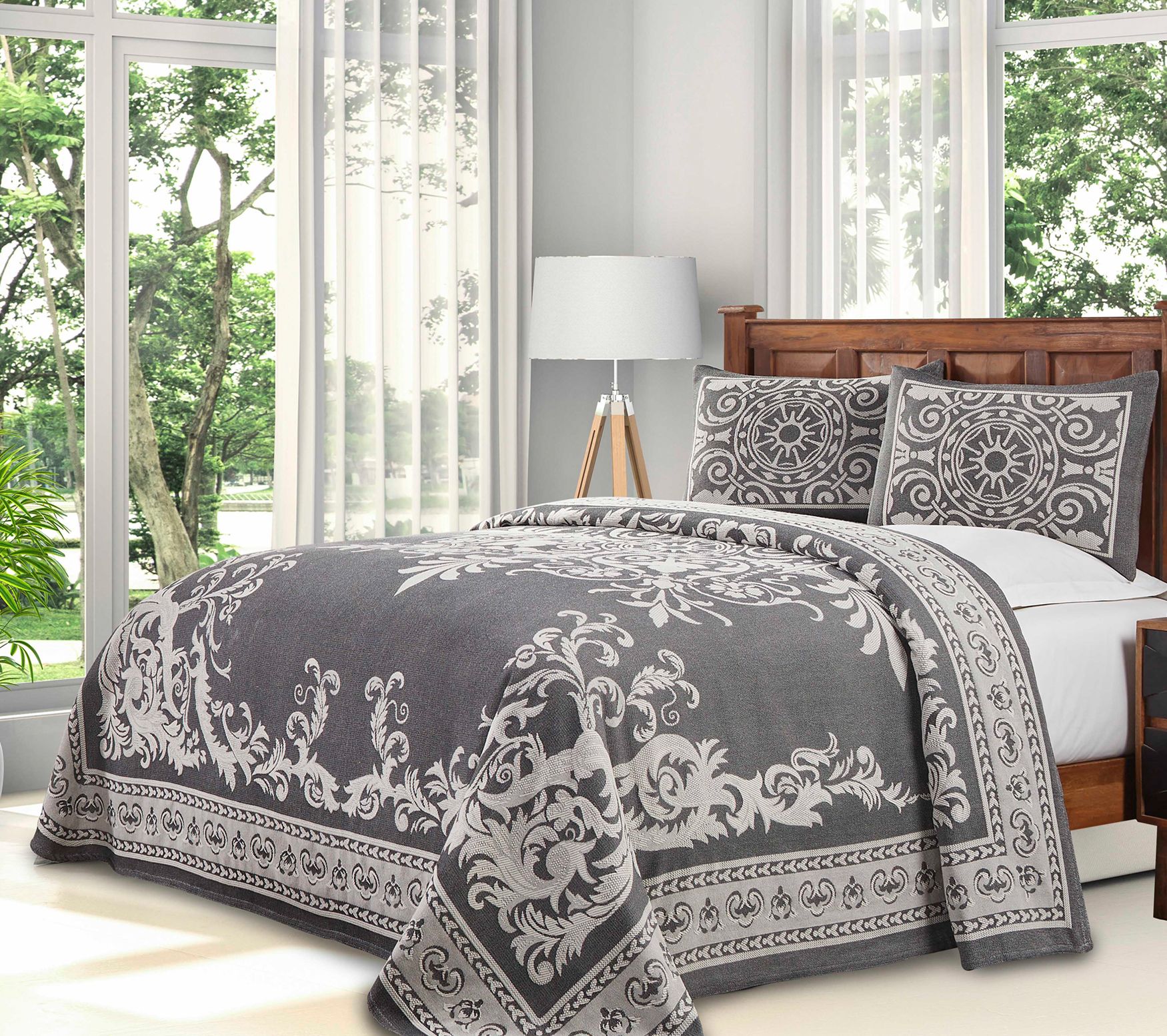 Superior Cotton Blend Oversized Bedspread and Sham Set, Queen