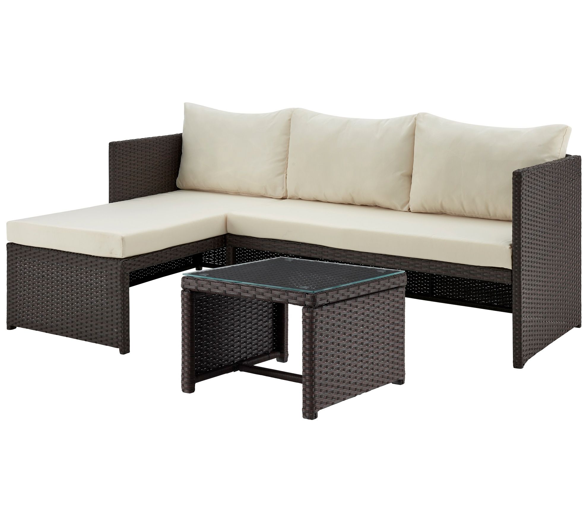 Menton Steel Rattan 2-Piece Lounge and 2 Seater with Table