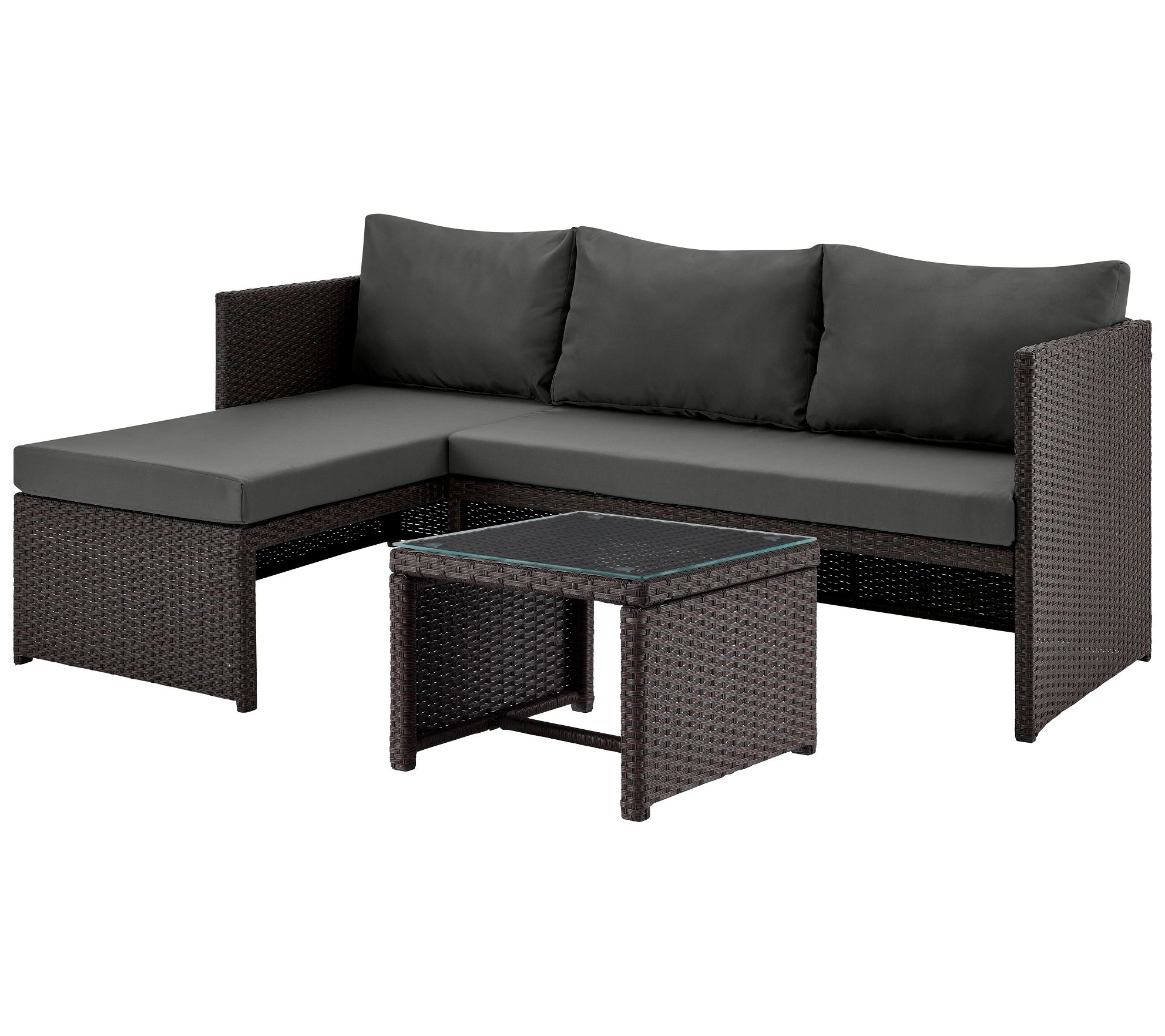Menton Steel Rattan 2-Piece Lounge and 2 Seater with Table