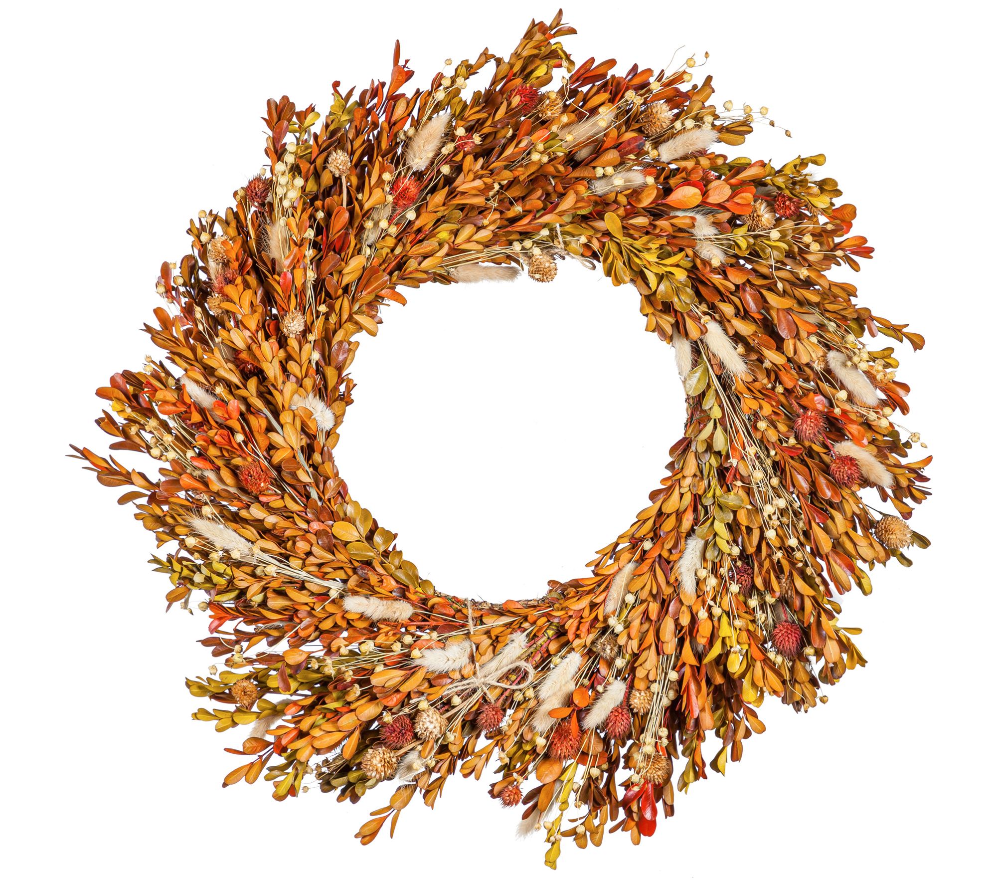 Evergreen Bunny Tail Grass Boxwood Wreath