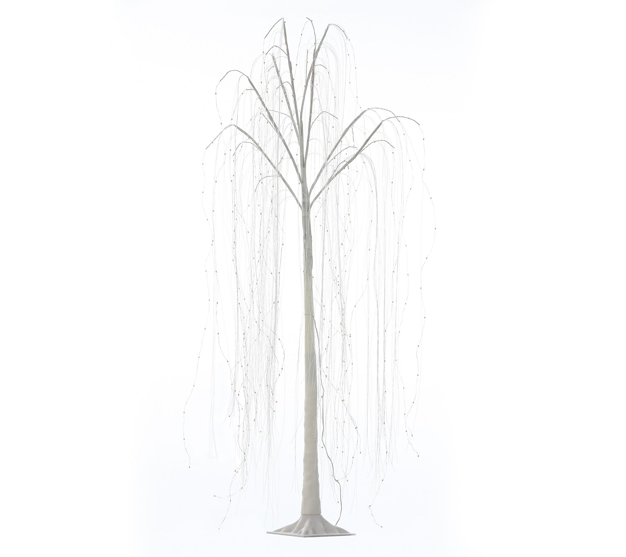 LuxenHome Lighted 5.9ft White Artificial Willow  Tree Decorati