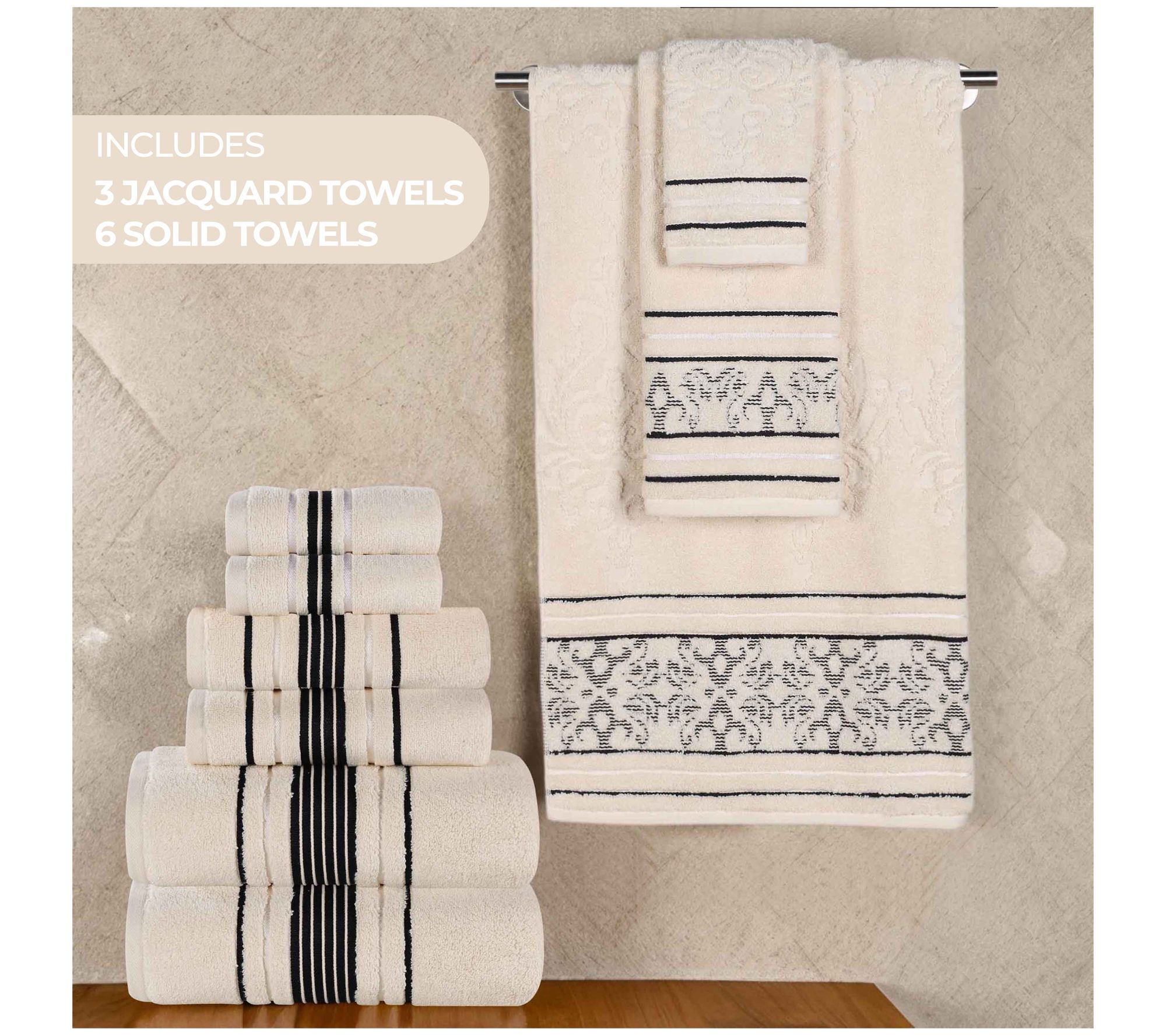 Superior 9pc Sadie Zero Twist Cotton AbsorbentTowel Set