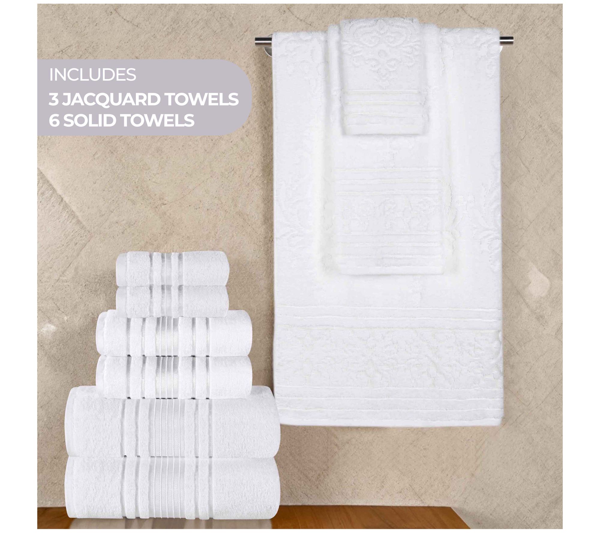 Superior 9pc Sadie Zero Twist Cotton AbsorbentTowel Set