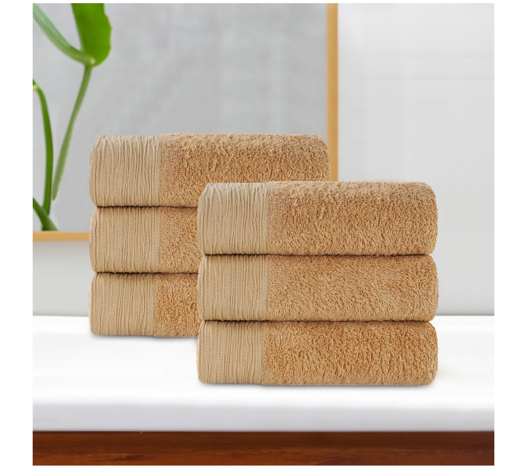 Superior Rayon made from Bamboo Solid Hand Towel Set of 6