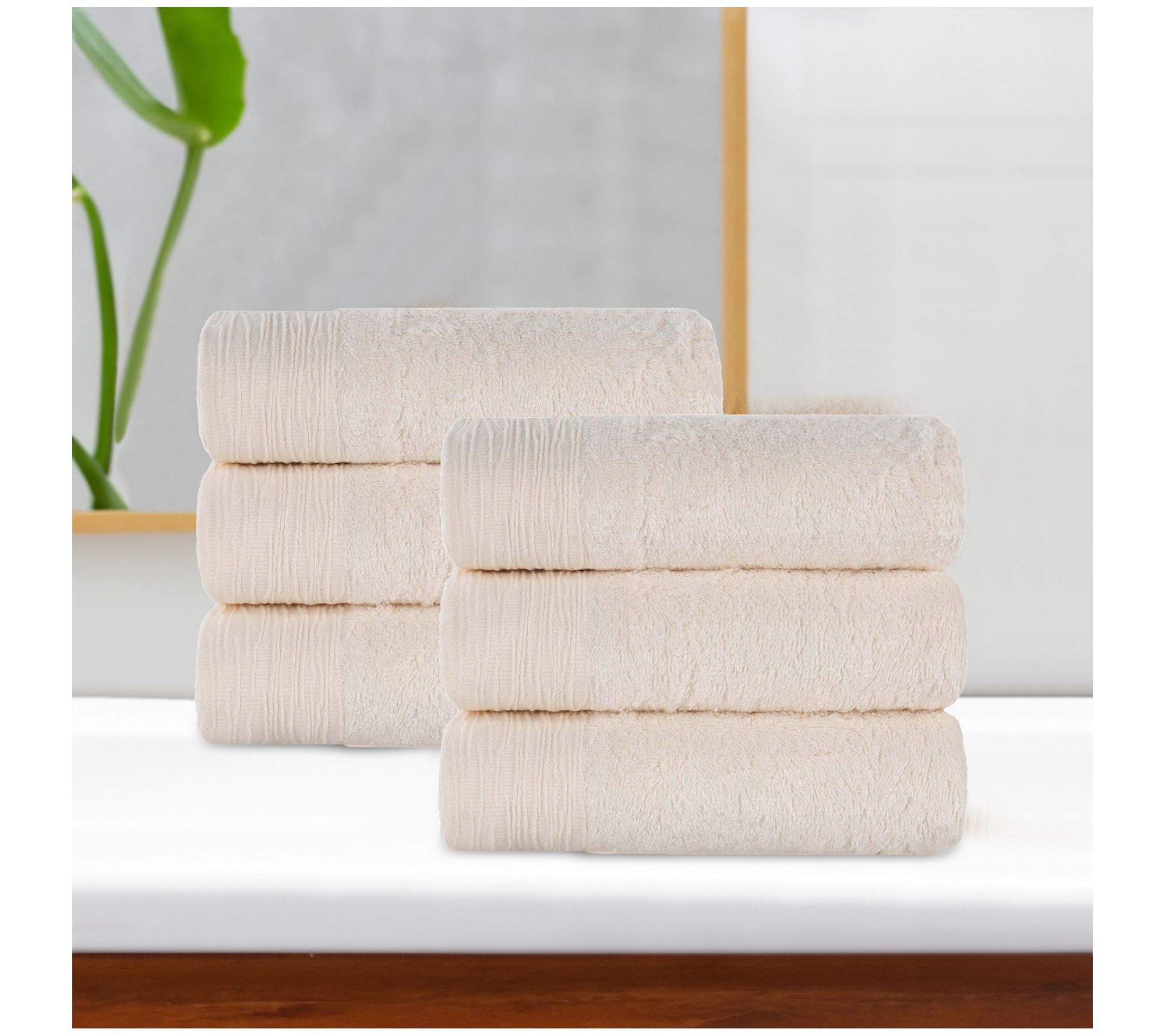 Superior Rayon made from Bamboo Solid Hand Towel Set of 6