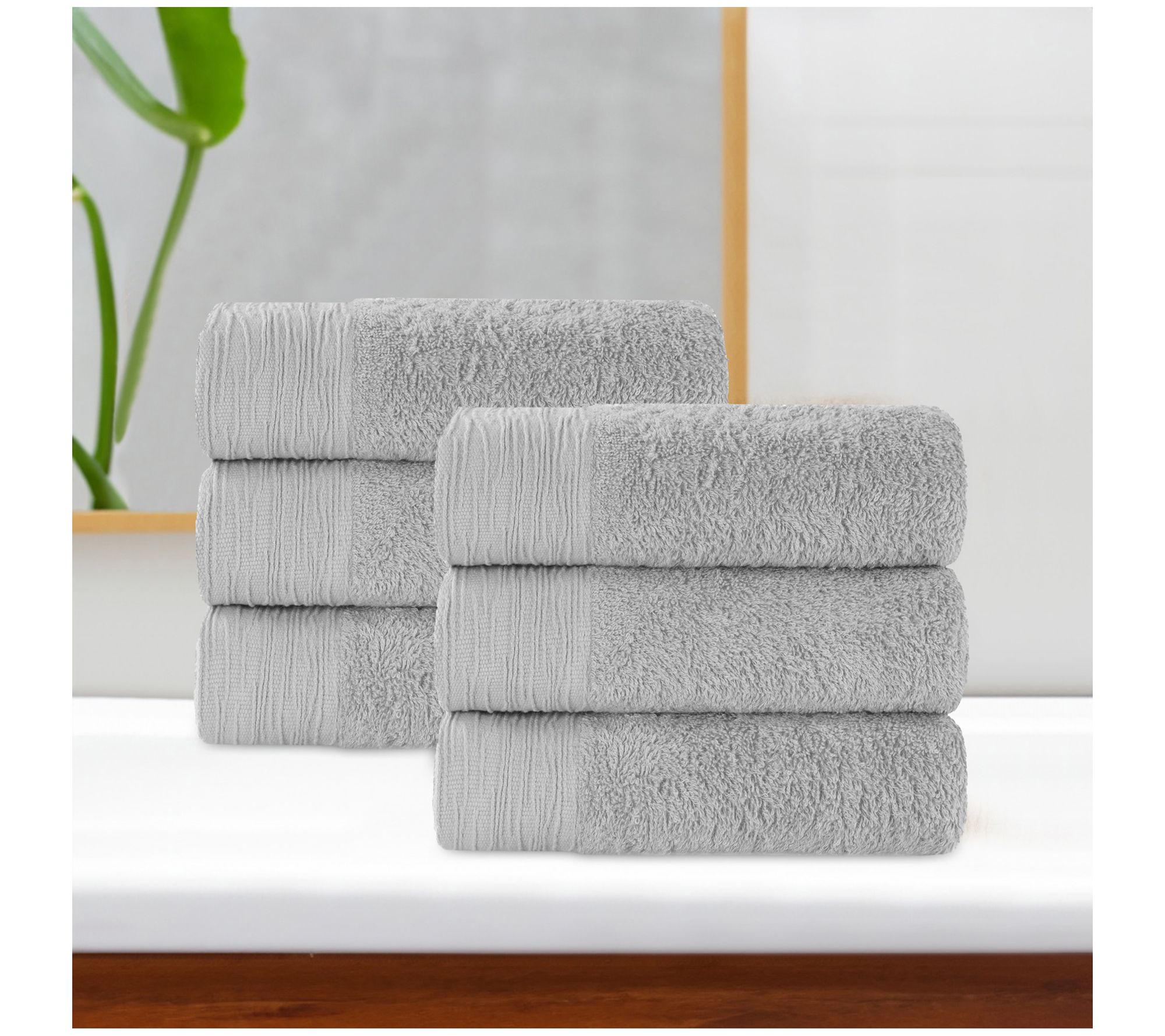 Superior Rayon made from Bamboo Solid Hand Towel Set of 6