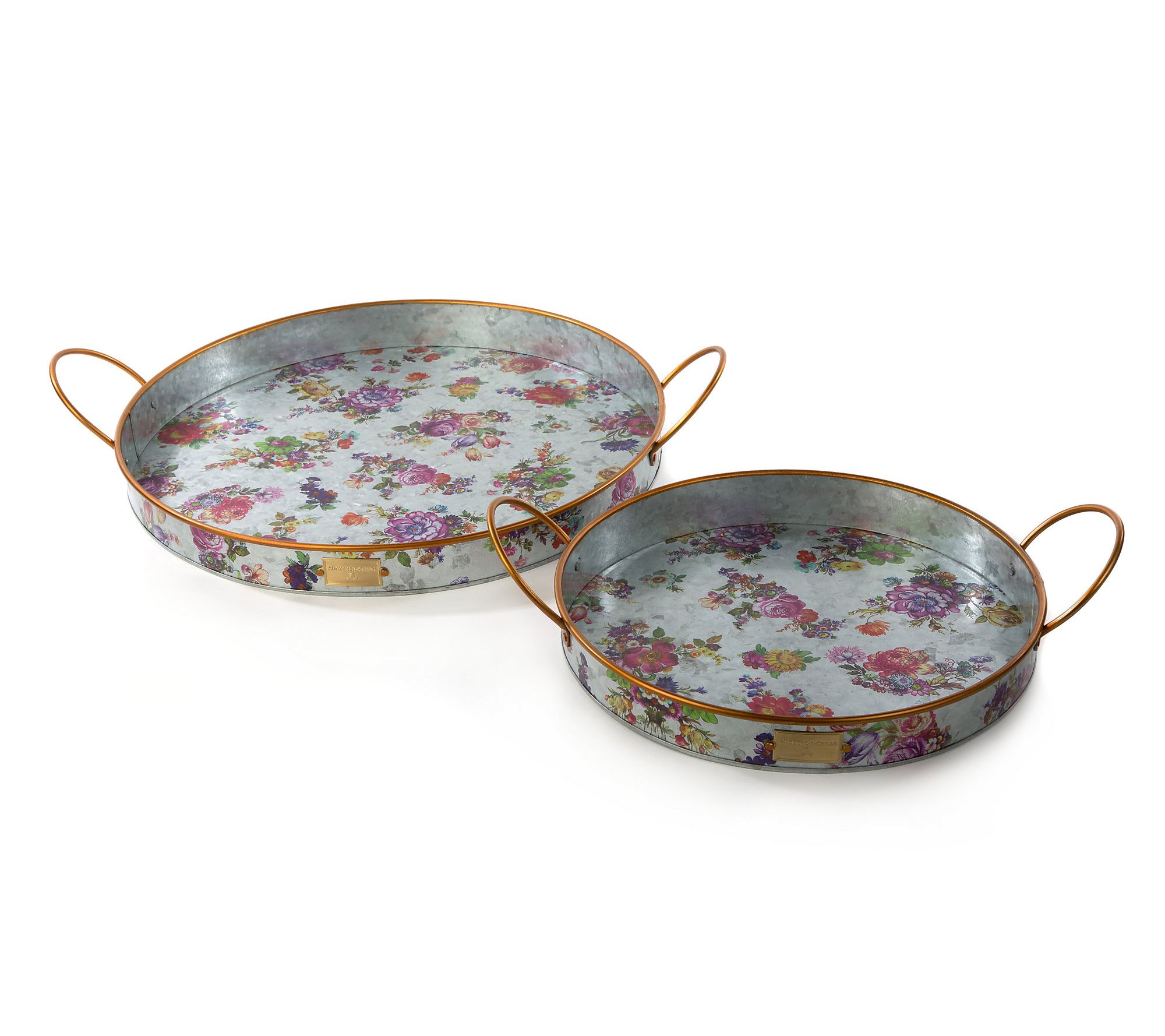 Mackenzie- Childs Set of 2 Galvanized Flower Trays