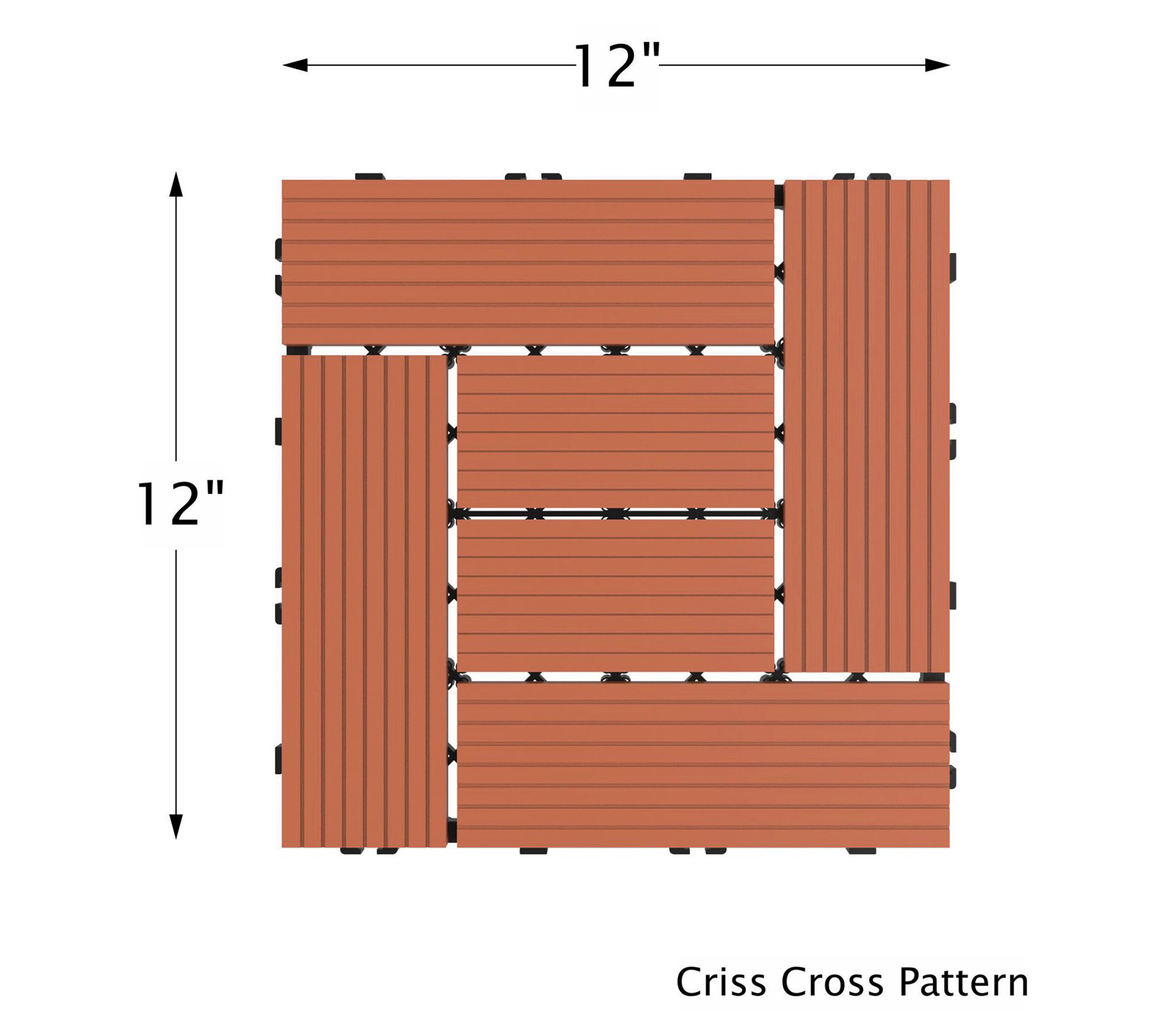 Pure Garden Interlocking Criss Cross Pattern Deck Tiles 