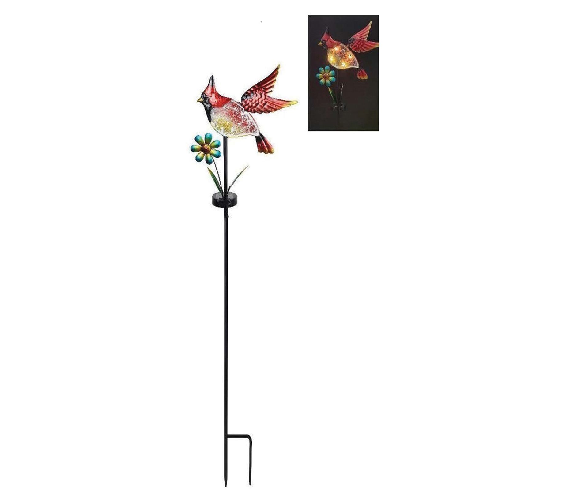Santa's Workshop 29.9" Solar Glass Cardinal Stake