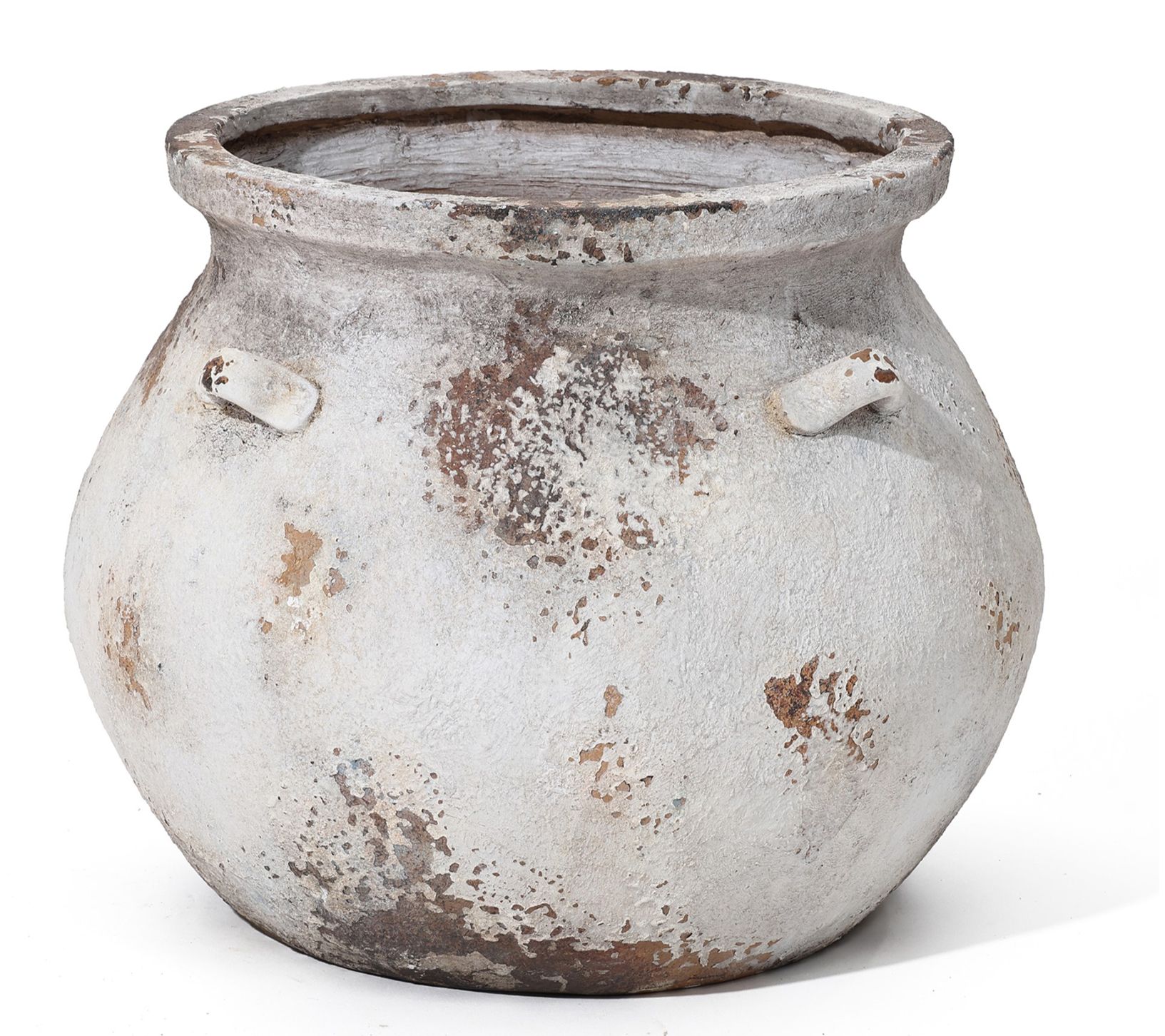 LuxenHome Off White Rustic Cauldron MgO PlanterPot