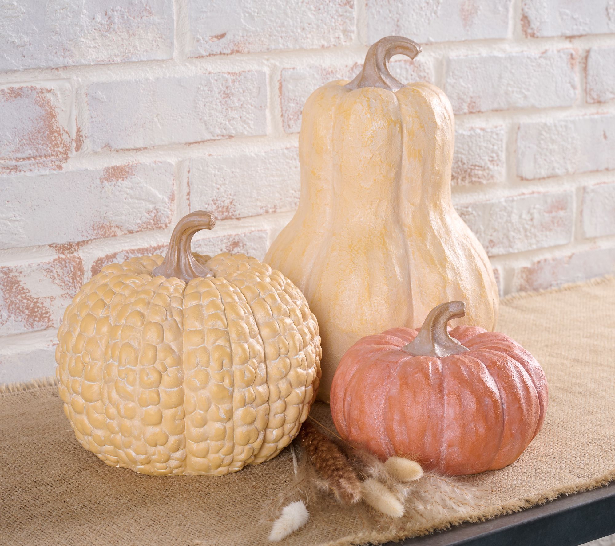 Martha Stewart Set of 3 Indoor/Outdoor Decorative Pumpkins
