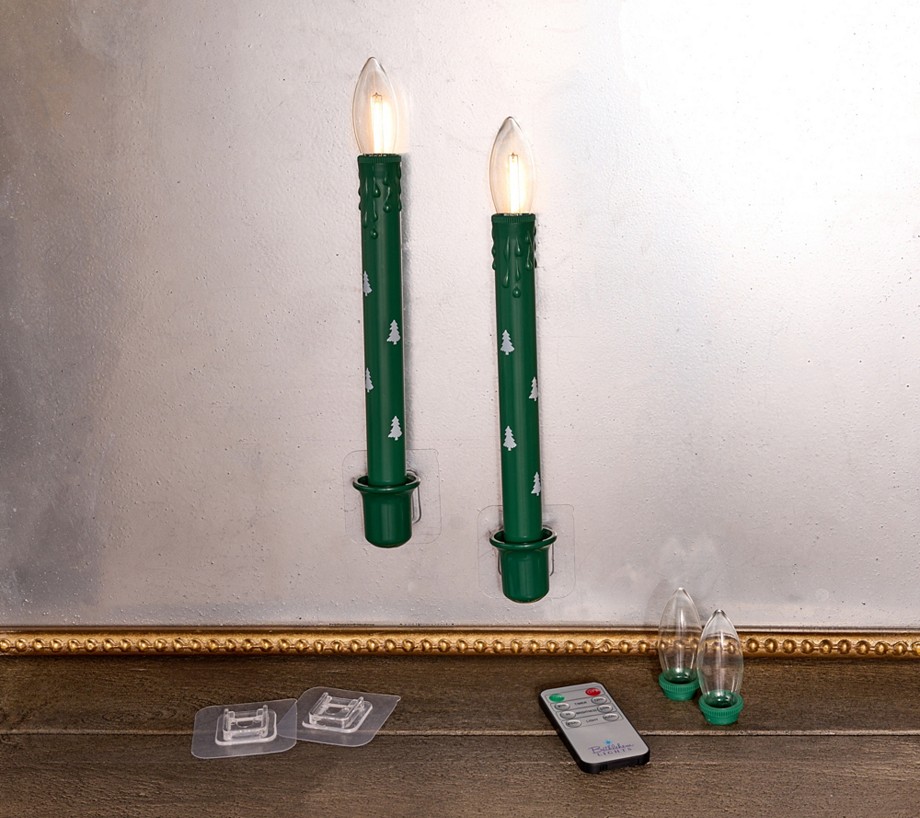 Bethlehem Lights S/2 Flameless Taper Candles with Holders