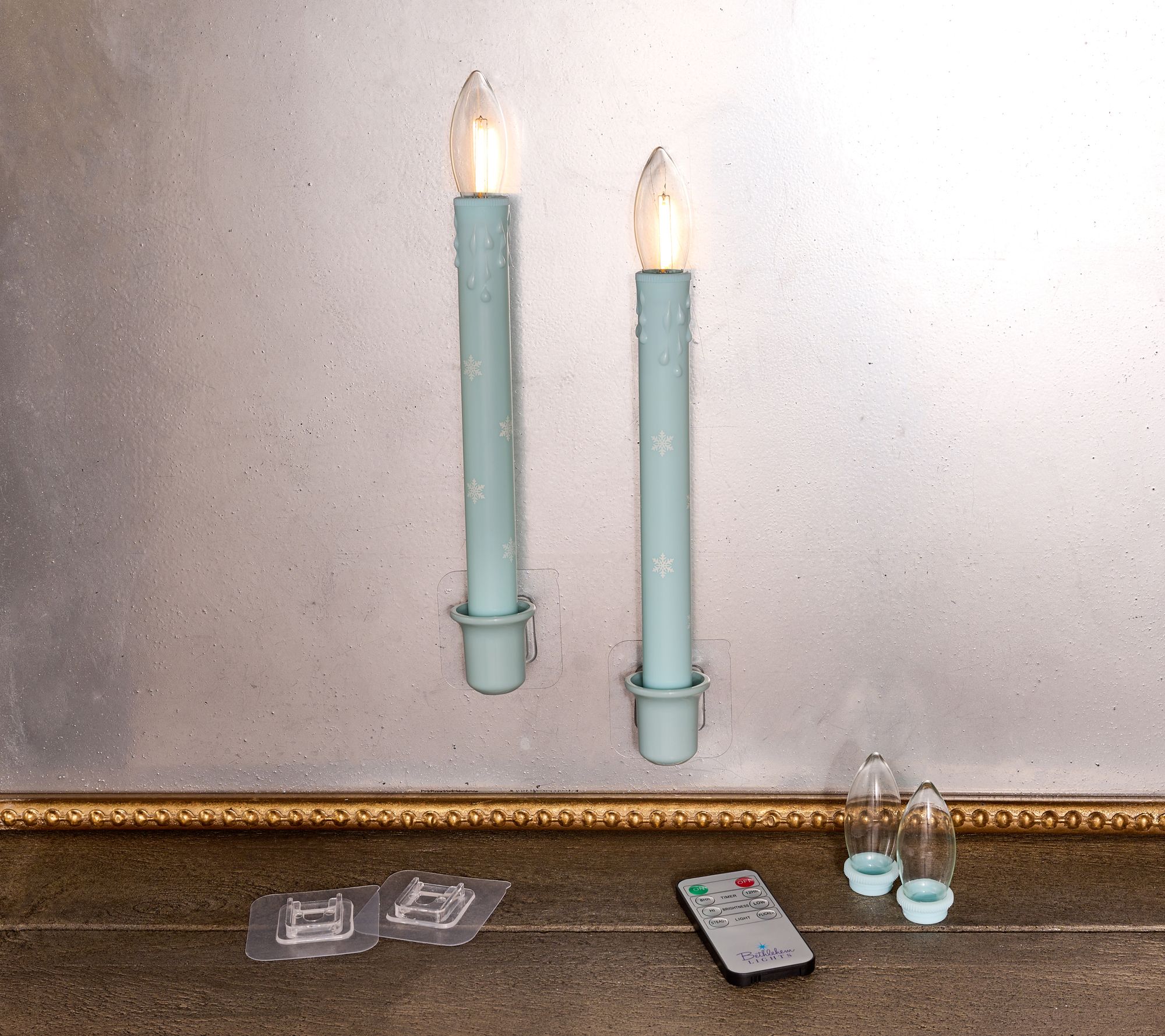 Bethlehem Lights S/2 Flameless Taper Candles with Holders