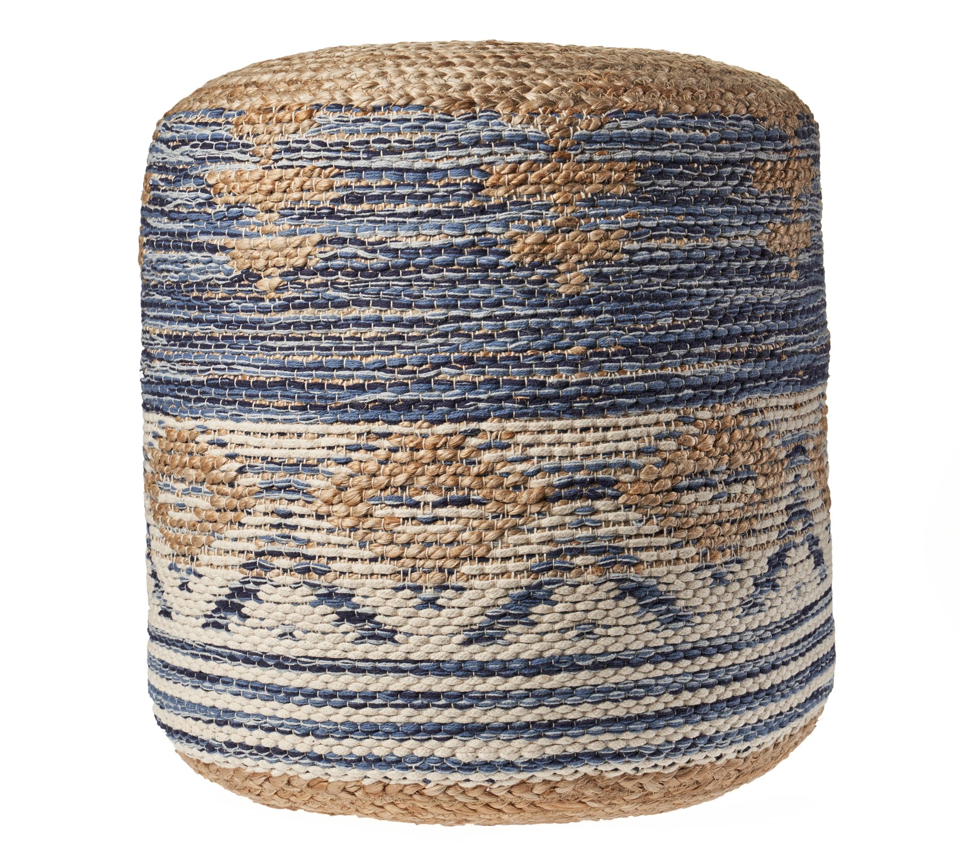 Ox Bay Geometric Hand-Woven Organic Jute Pouf Ottoman