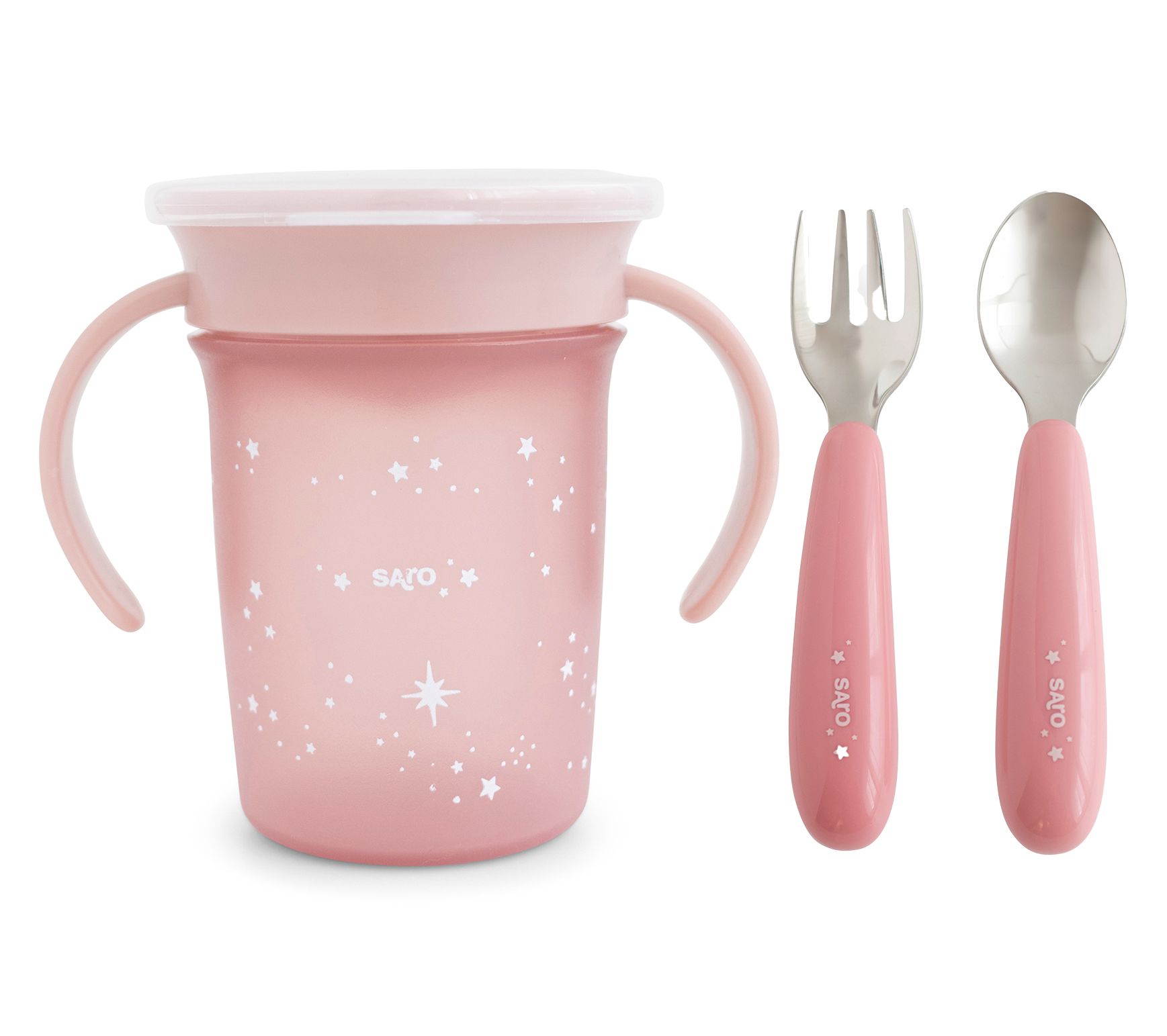Saro Training Cup & Steel Cutlery Set