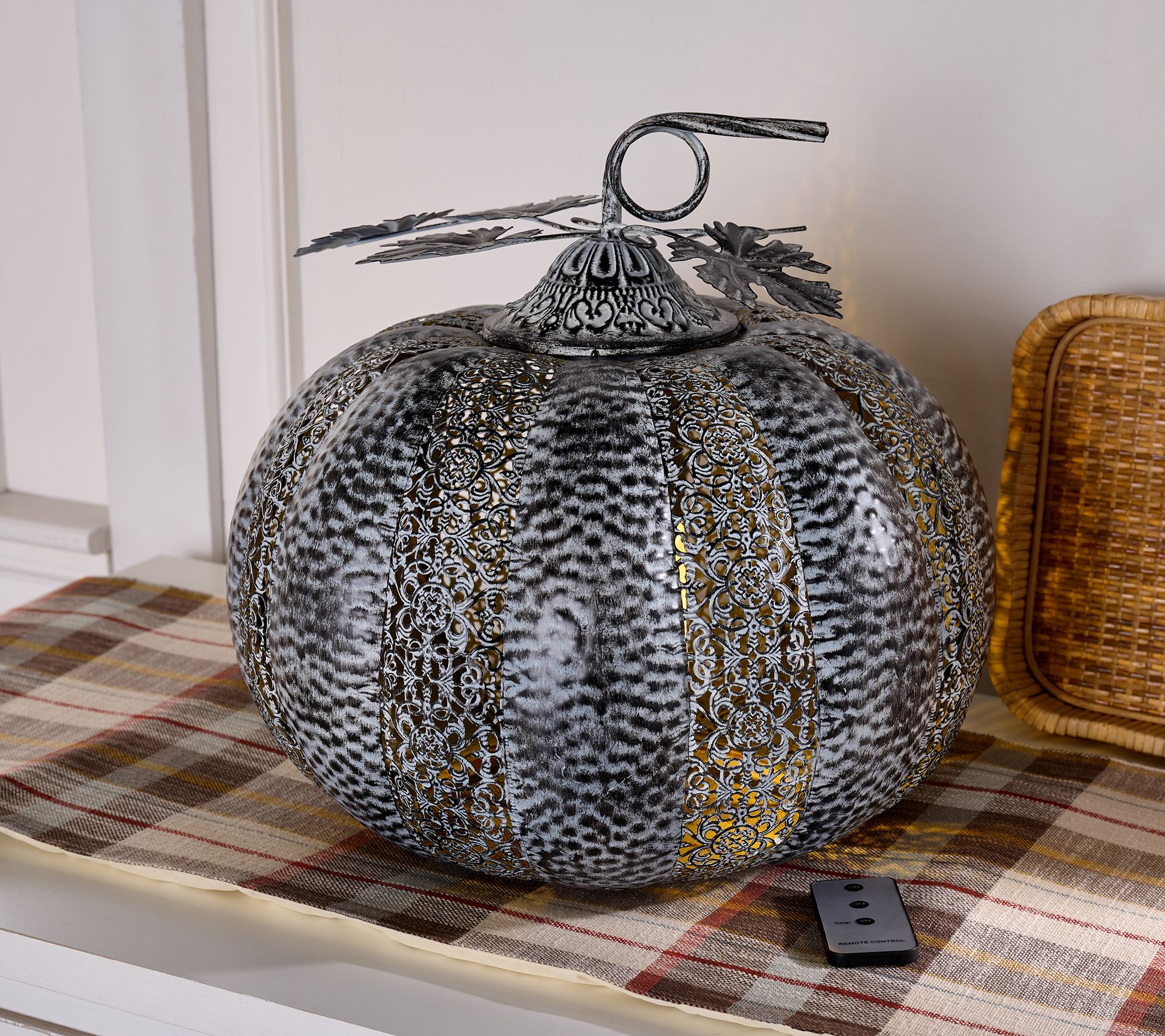 Home Reflections 13.5" Illuminated Metal Pumpkin