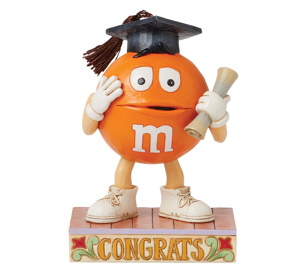 Jim Shore Heartwood Creek M&M's Orange Graduation Figurine 4"H