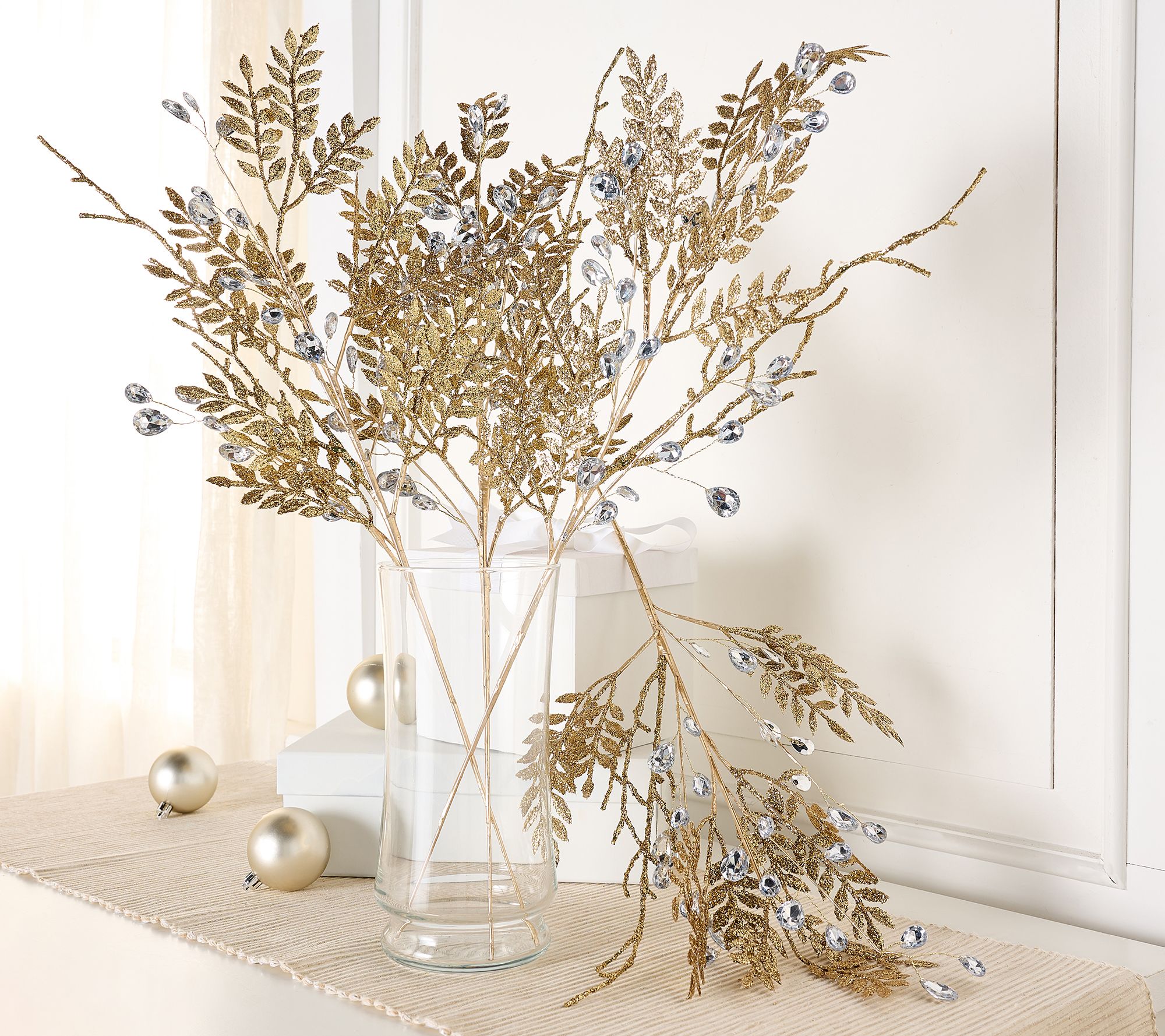 Set of 4 Glittered Leaf and Faceted Gem Picks by Valerie