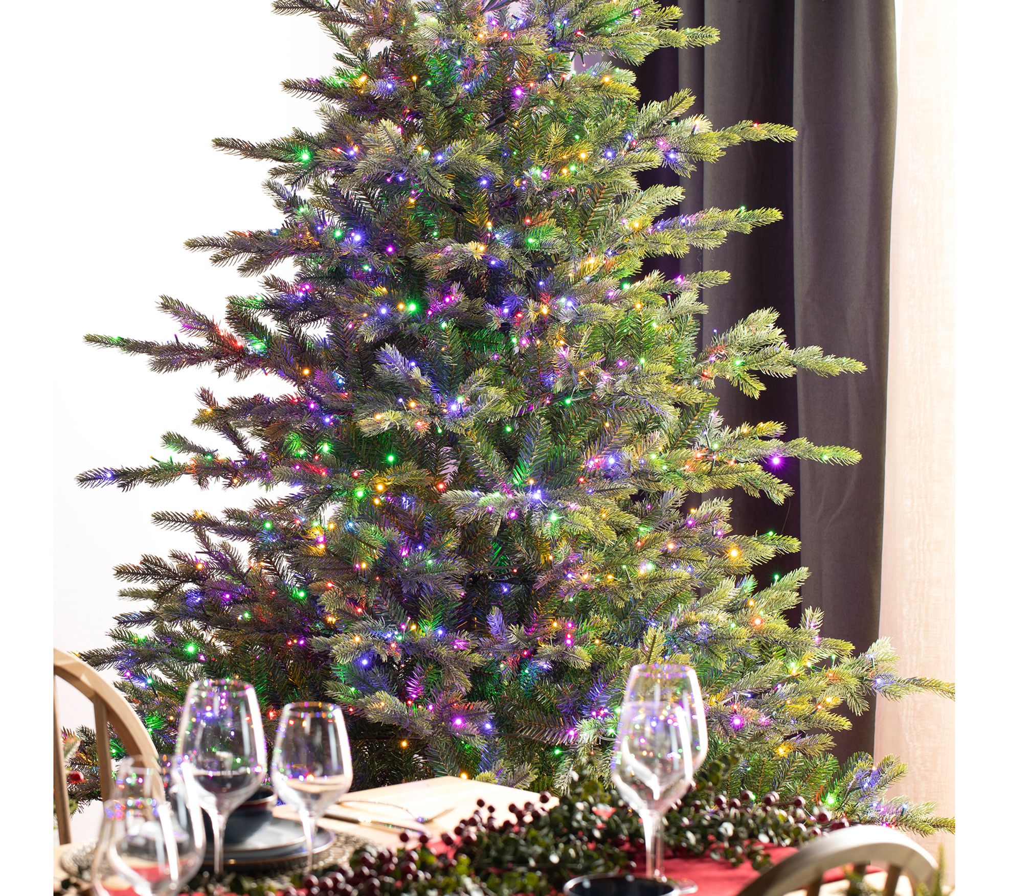 Glitzhome 9ft LED Pre-Lit Green Full Fir Faux Christmas Tree