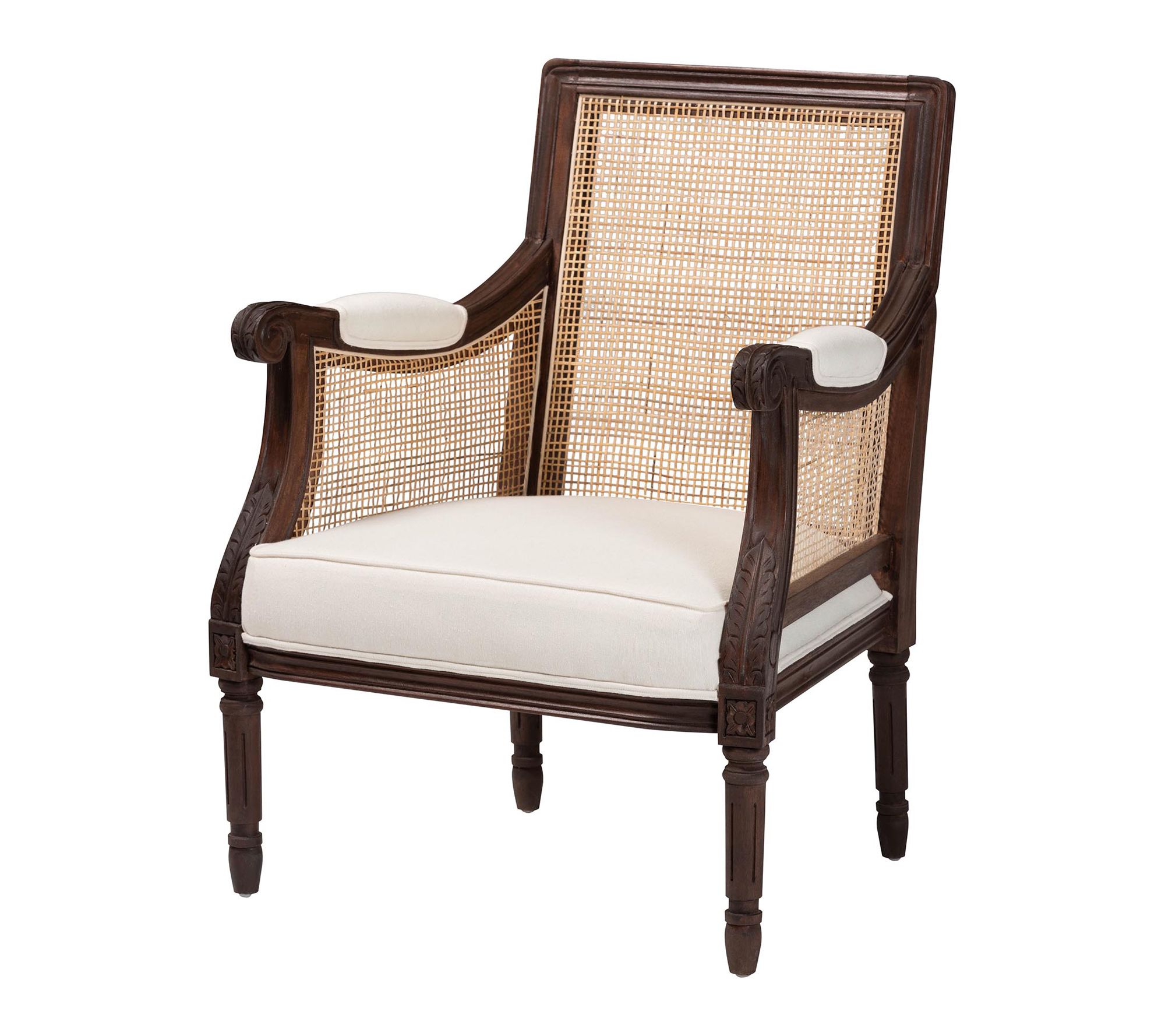 bali & pari Desmond Fabric and Natural Rattan A rmchair