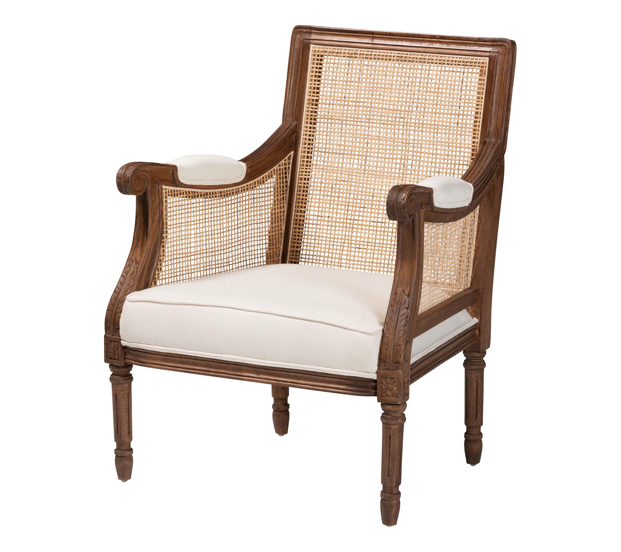 bali & pari Desmond Fabric and Natural Rattan Armchair