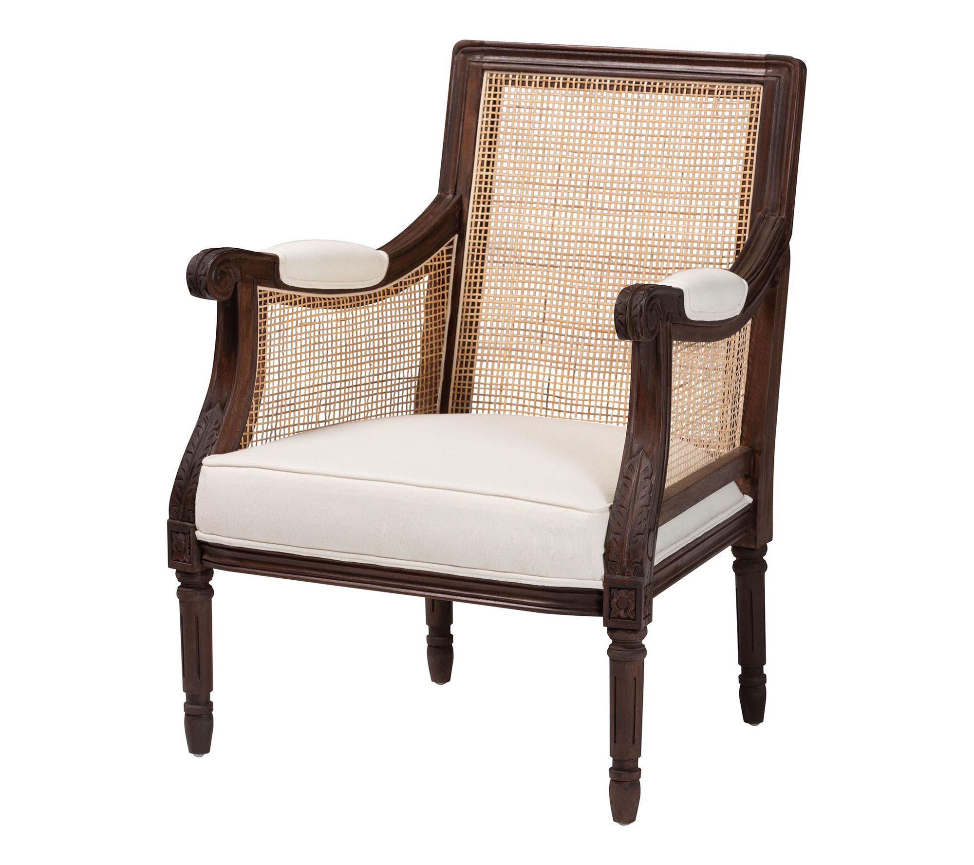 bali & pari Desmond Fabric and Natural Rattan Armchair