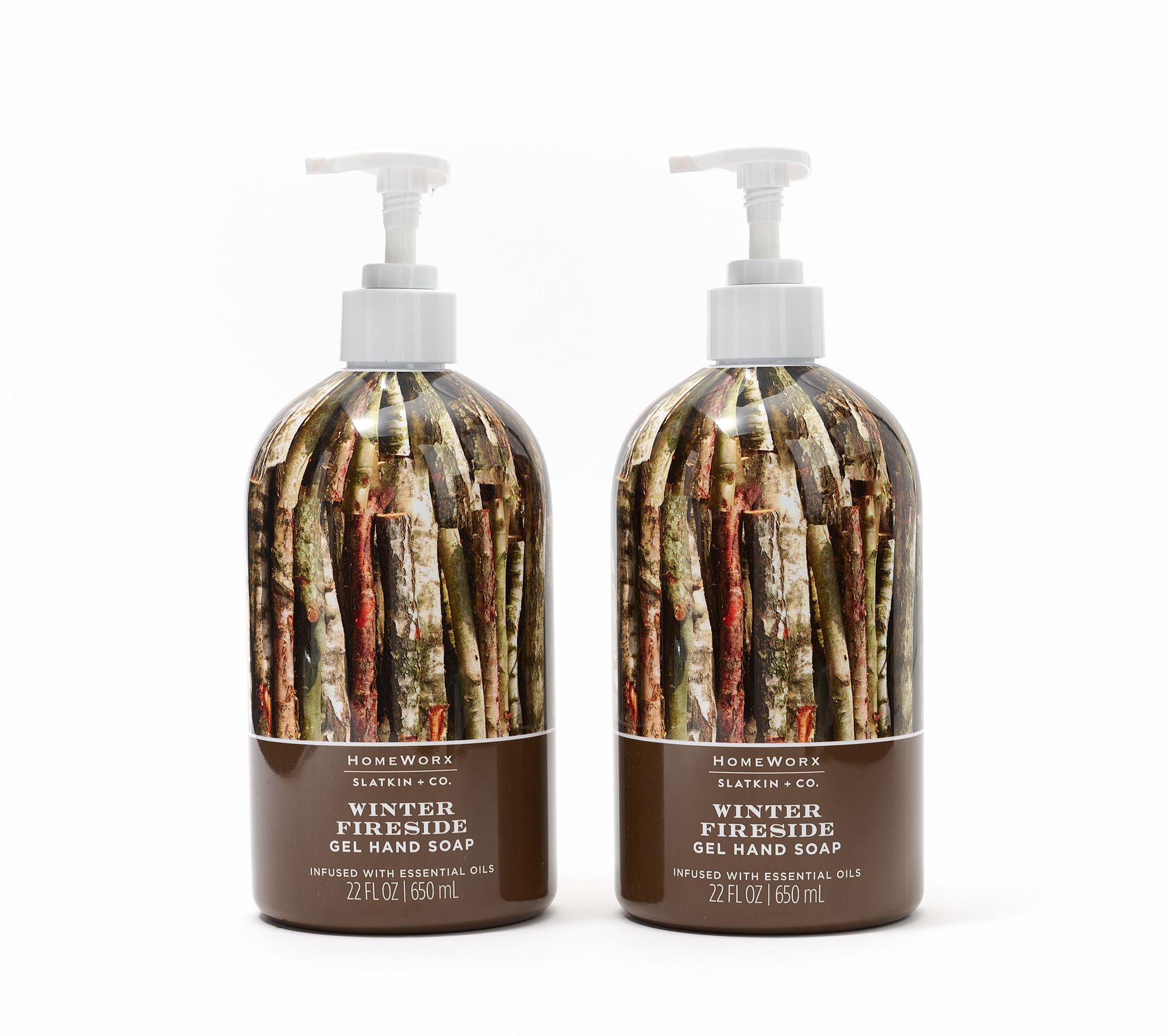 HomeWorx by Slatkin + Co. S/2 22oz Winter Fireside Gel Hand Soaps