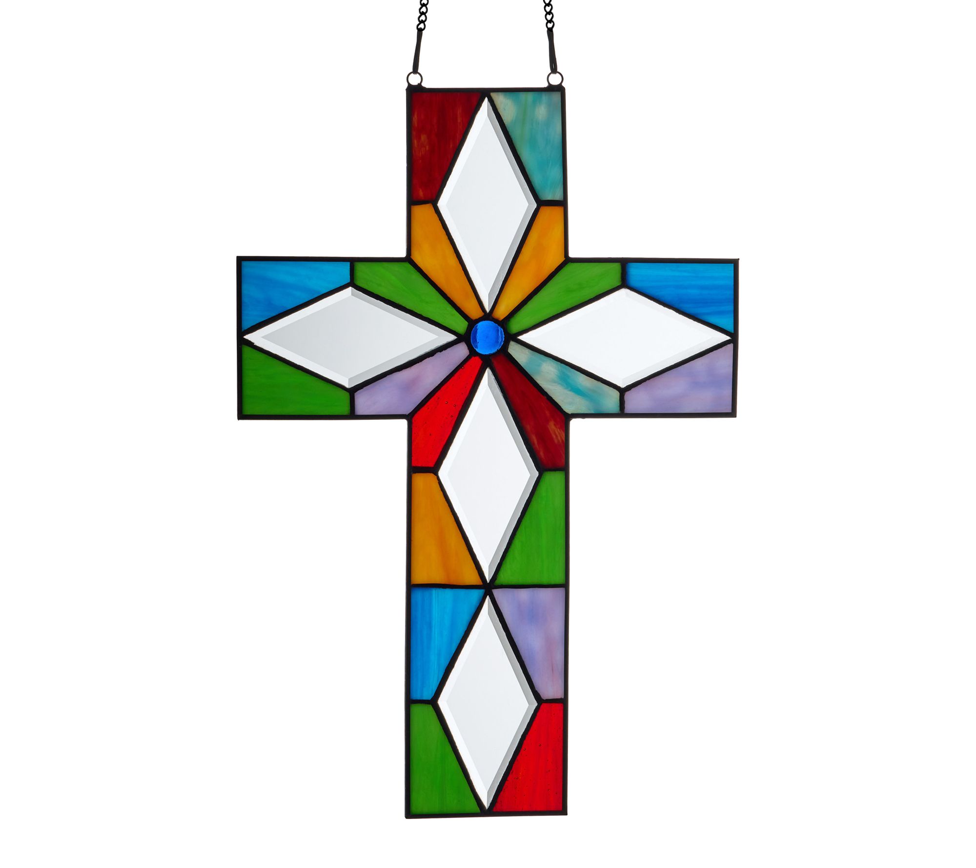 River of Goods 15" H Multi Color Stained GlassWindow Panel