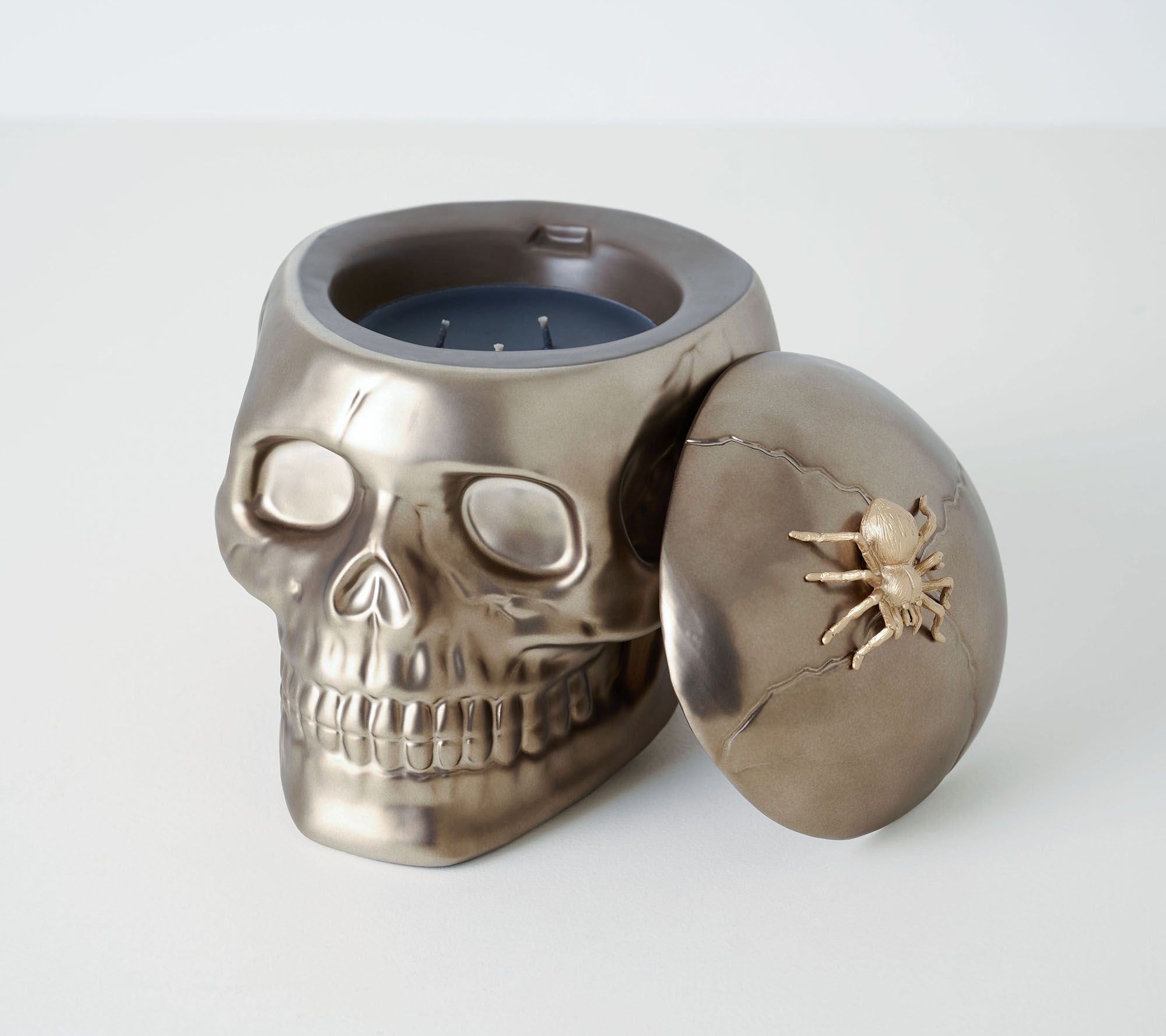 HomeWorx by Slatkin + Co. 14oz Skull w/ Spider Filled Candle