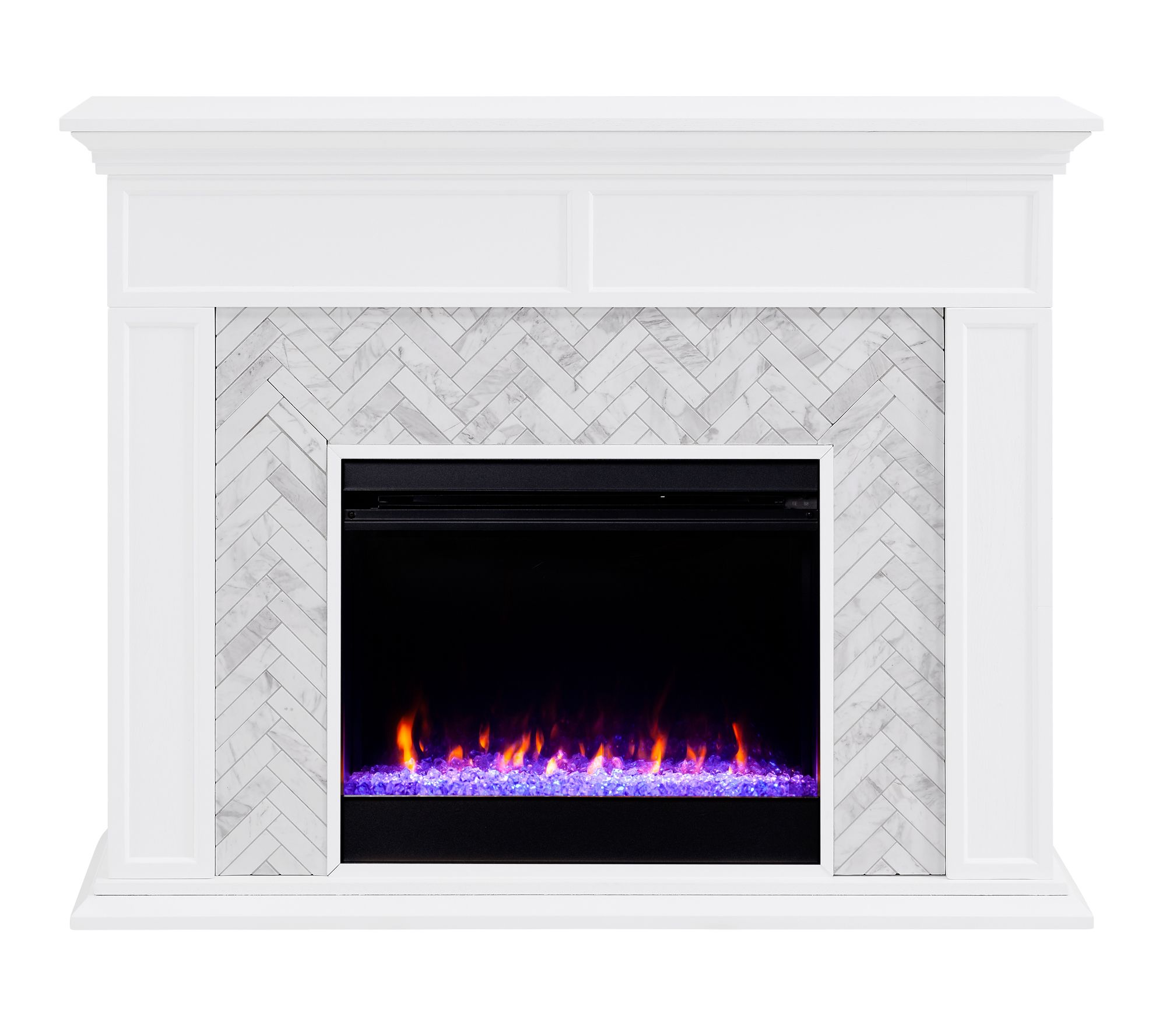 SEI Torlington Color Changing Marble Tiled Electric Fireplace