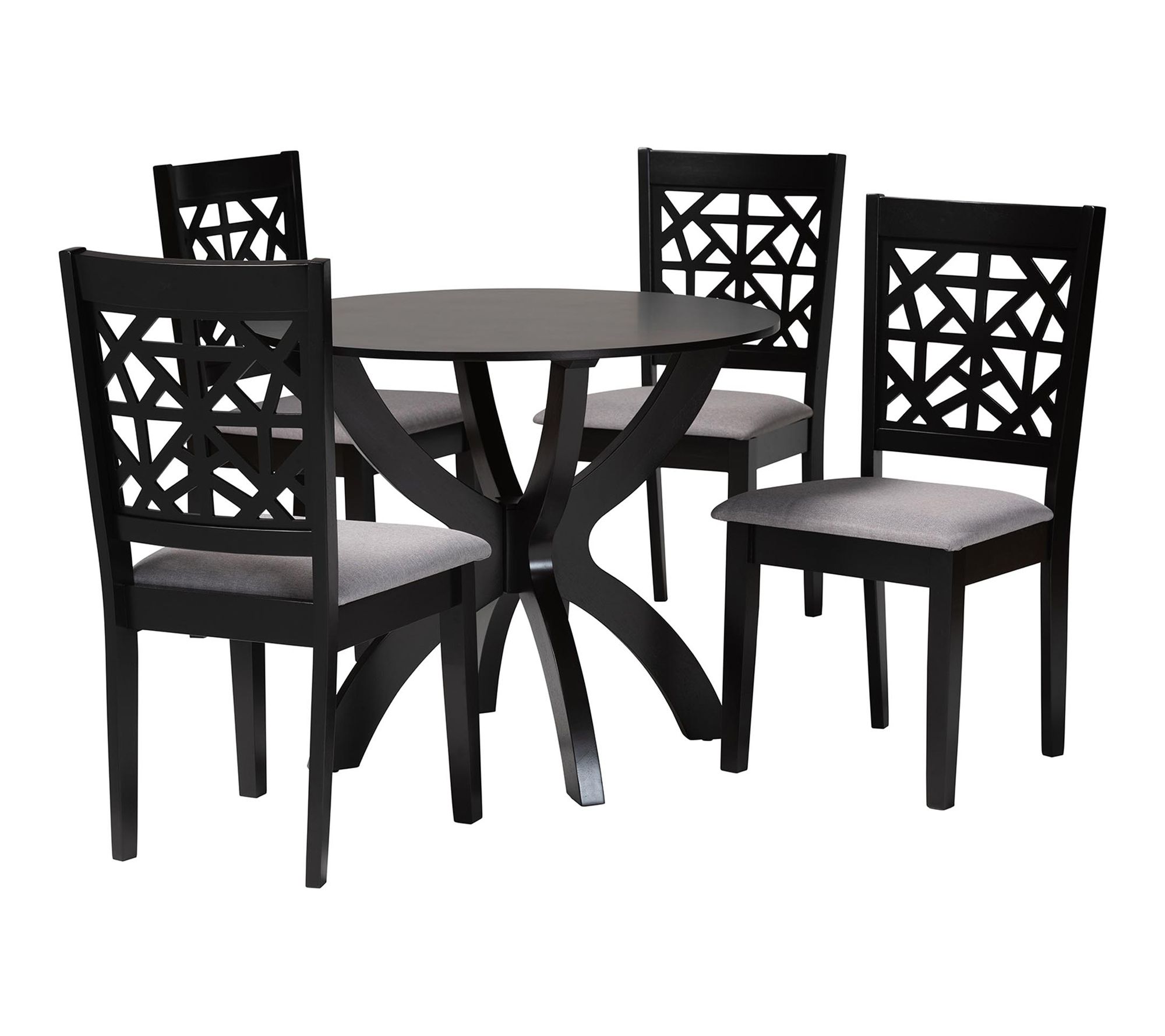 Baxton Studio Lena Fabric and Wood 5-Piece Dining Set