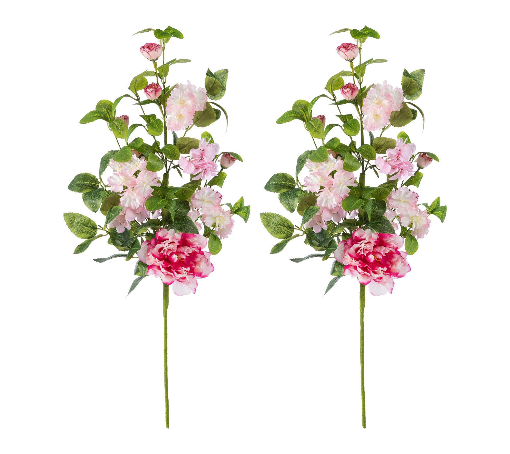 Glitzhome 28"H Set of 2 Pink Hydrangea Peony &Cherry Pick