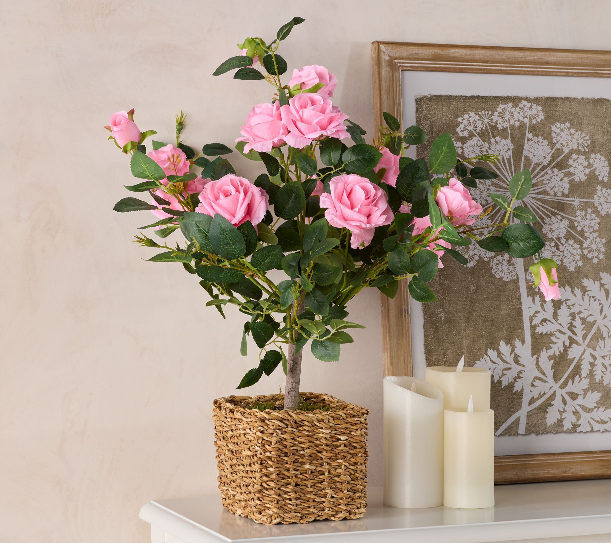 "As Is" Wicker Park 27" Indoor /Outdoor Faux Rose Bush with Pot