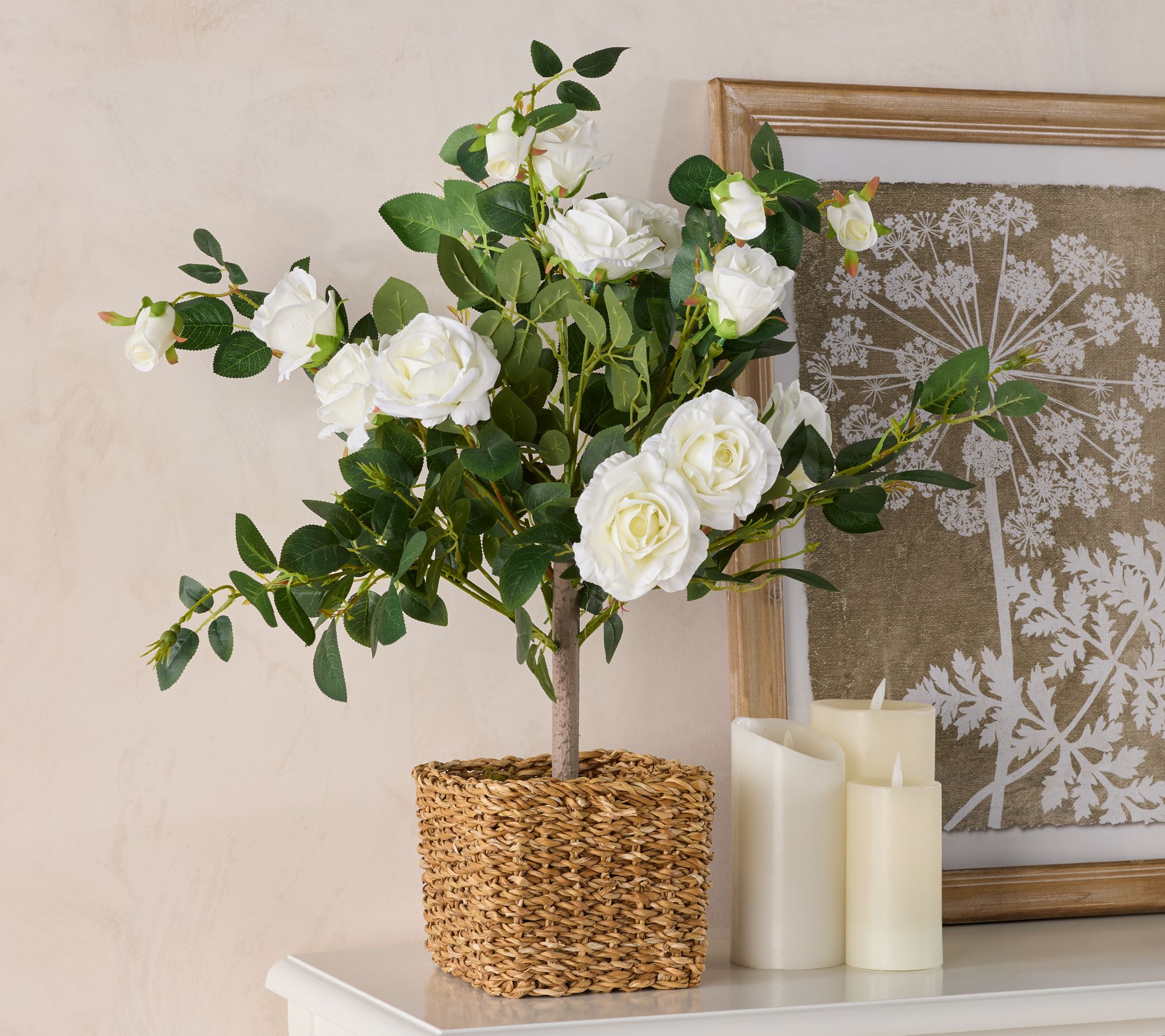 "As Is" Wicker Park 27" Indoor /Outdoor Faux Rose Bush with Pot