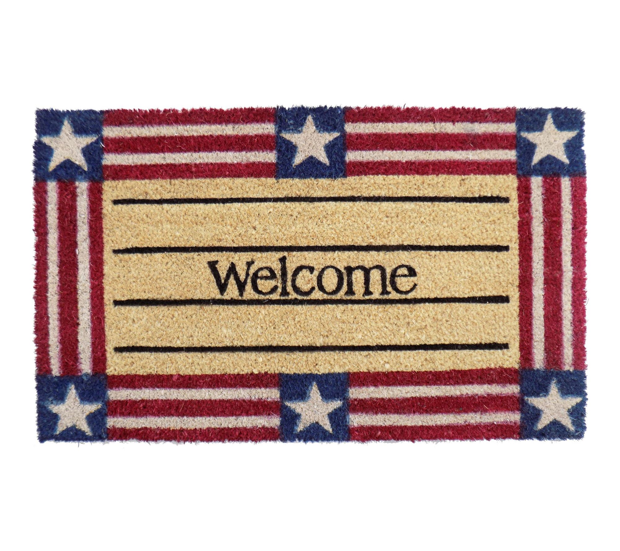 HomeRoots 18"x30" Patriotic Welcome Coir Outdoor Door