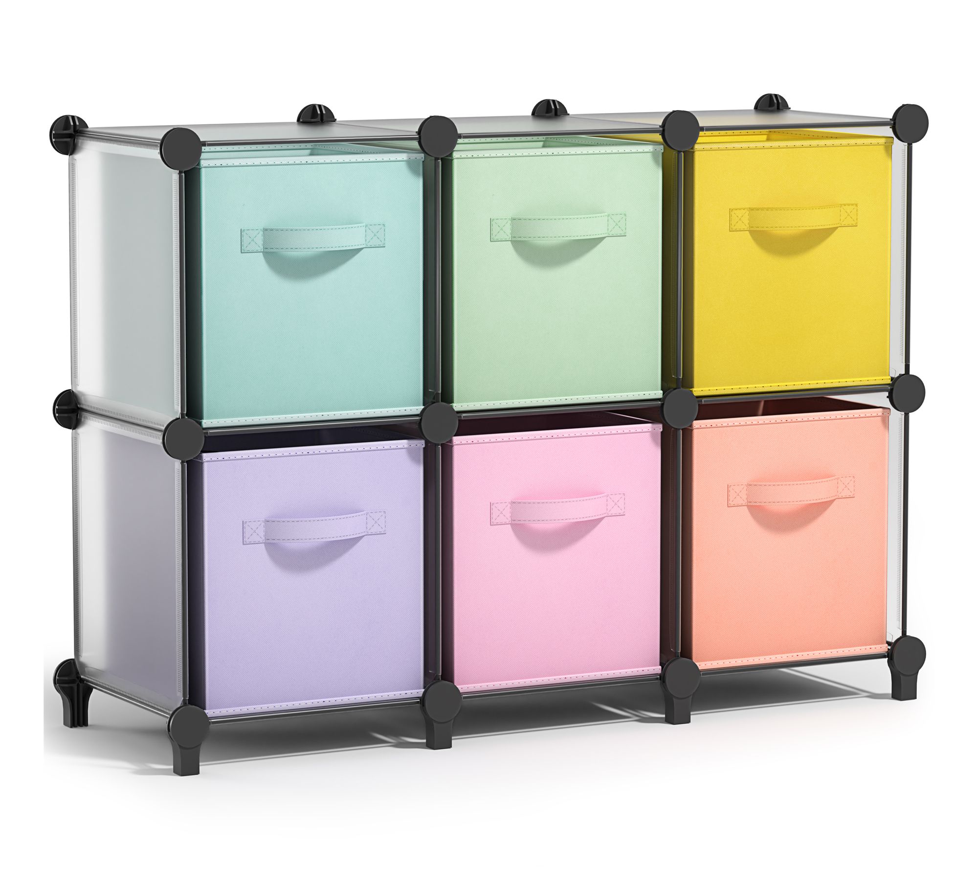 Sorbus 6 Cube Storage Organizer, 6 Fabric colored Bins 11" Set