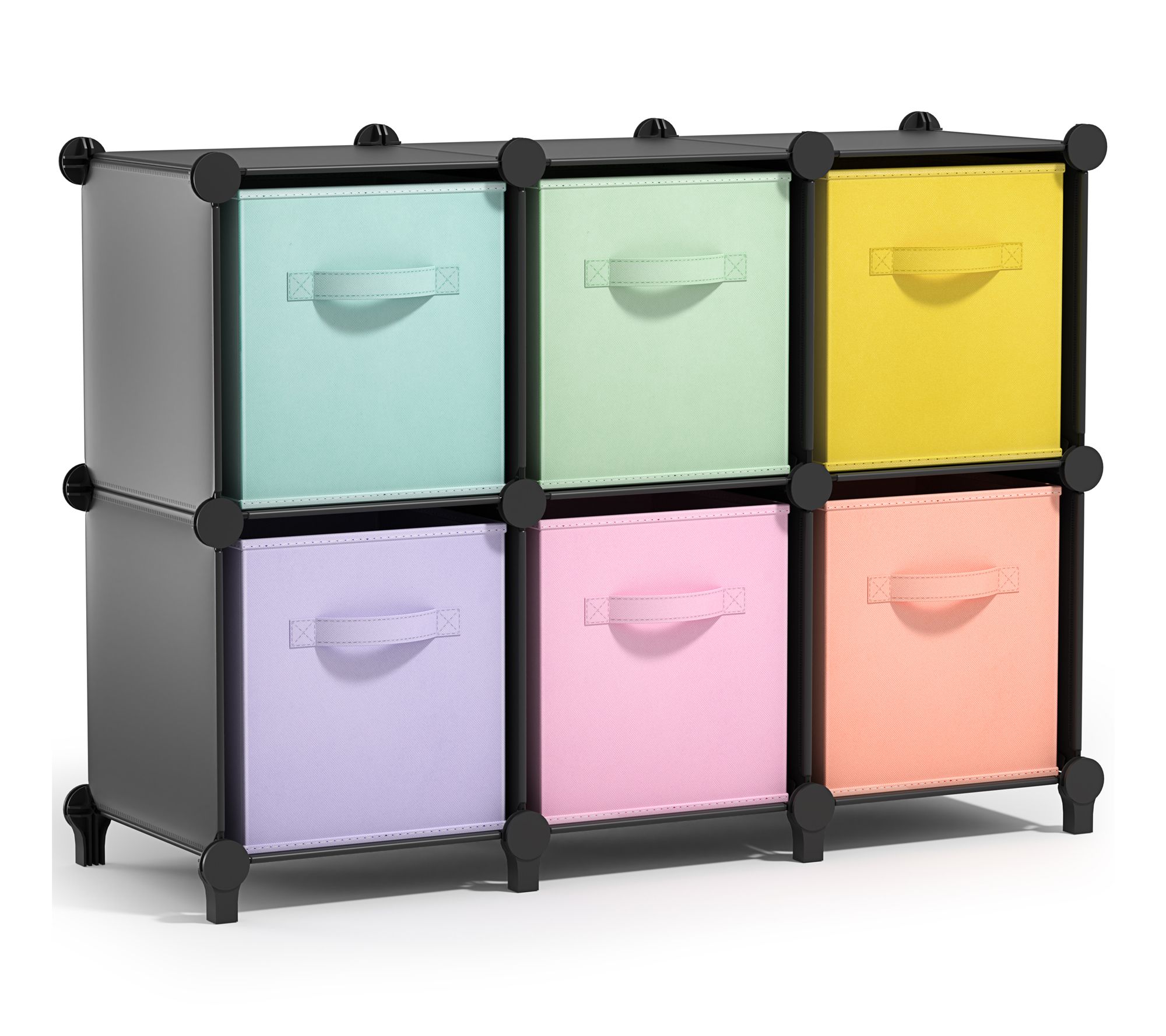 Sorbus 6 Cube Storage Organizer, 6 Fabric colored Bins 11" Set