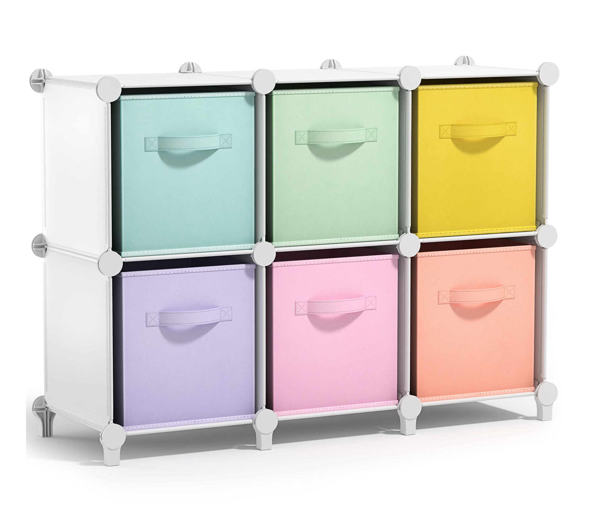 Sorbus 6 Cube Storage Organizer, 6 Fabric colored Bins 11" Set