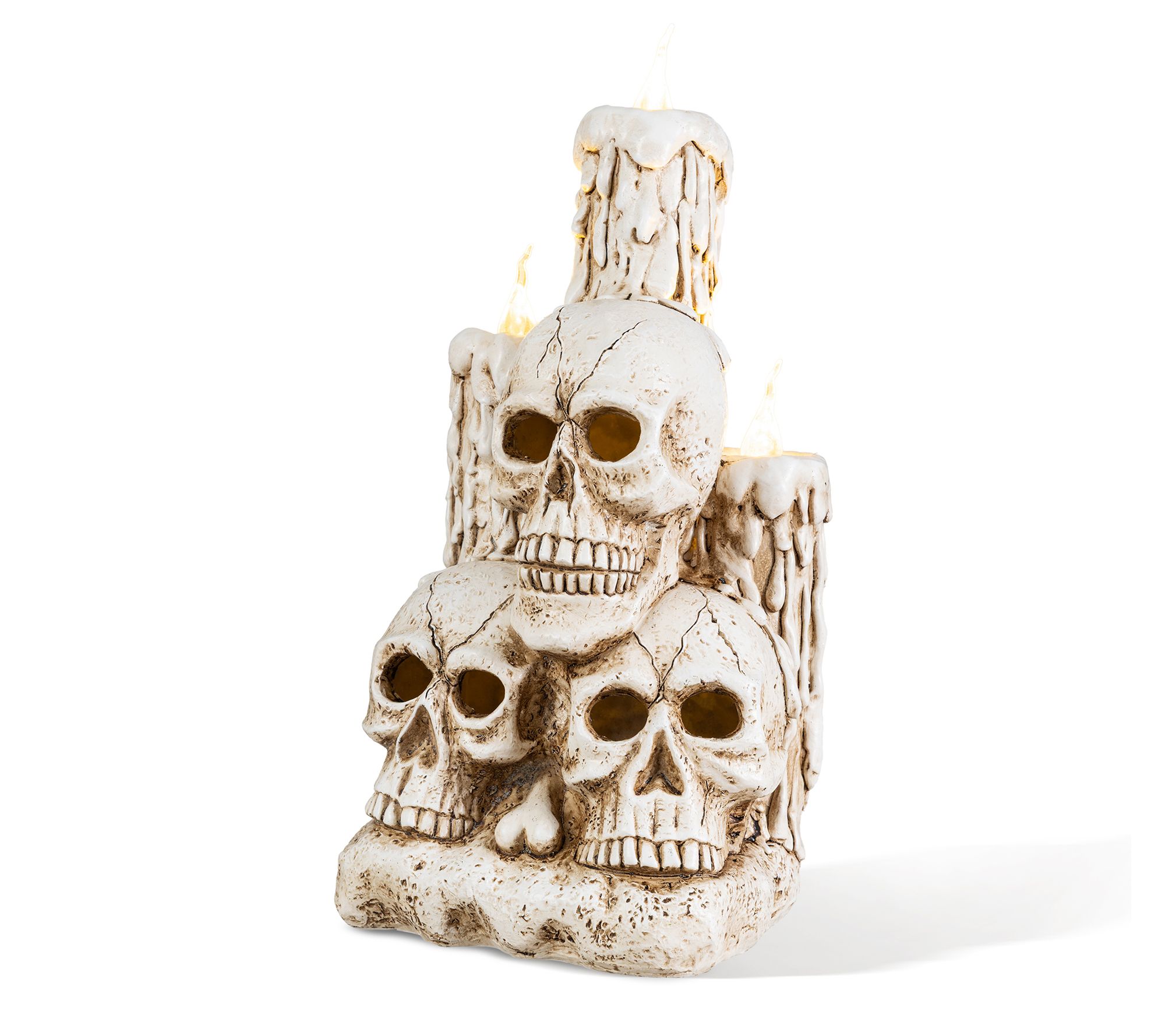 Glitzhome 14.25"H Lighted Halloween Skulls Candles Table Decor