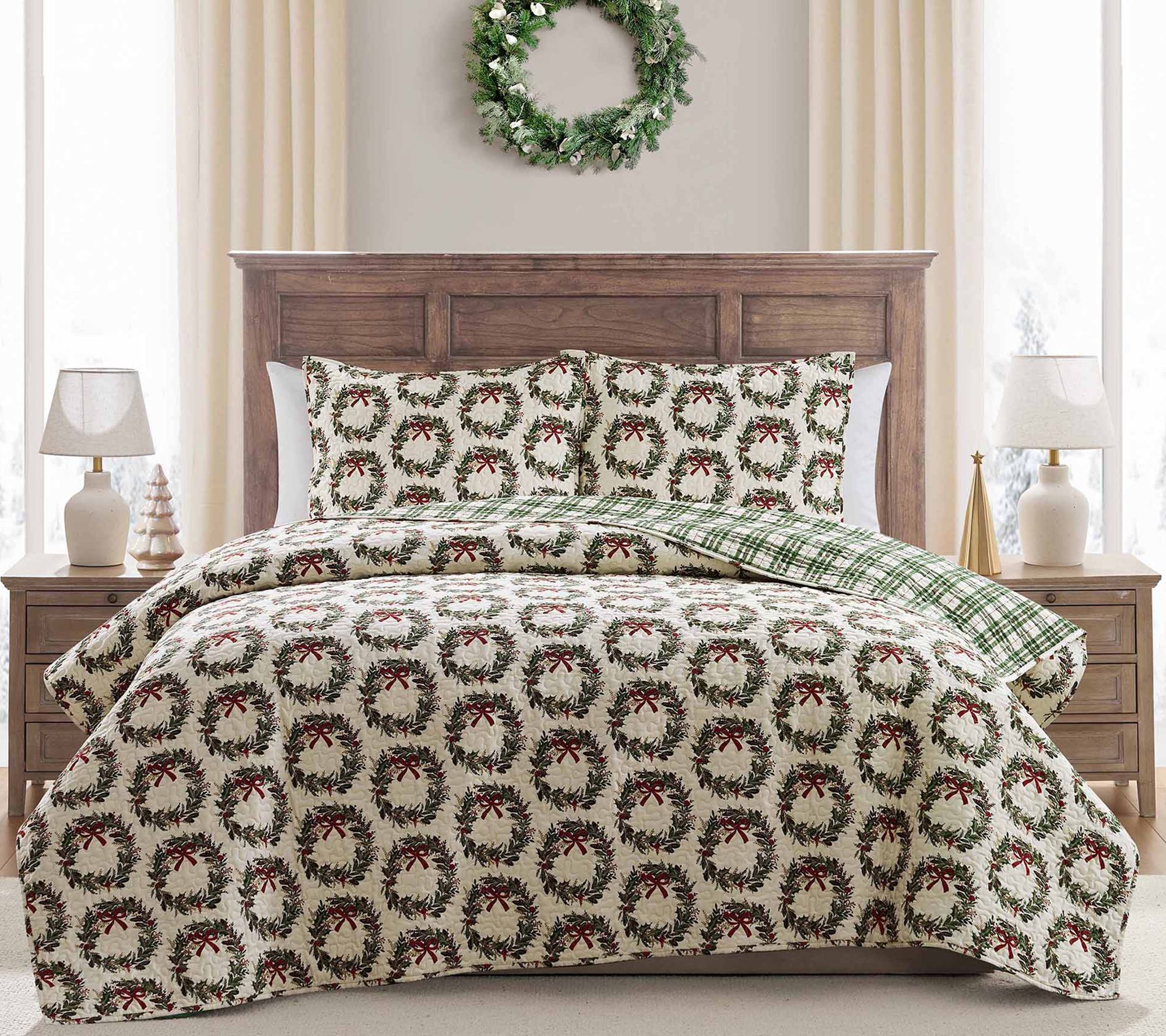 Hallmark Wreath 3-Pc Holiday Quilt Set, F/Q