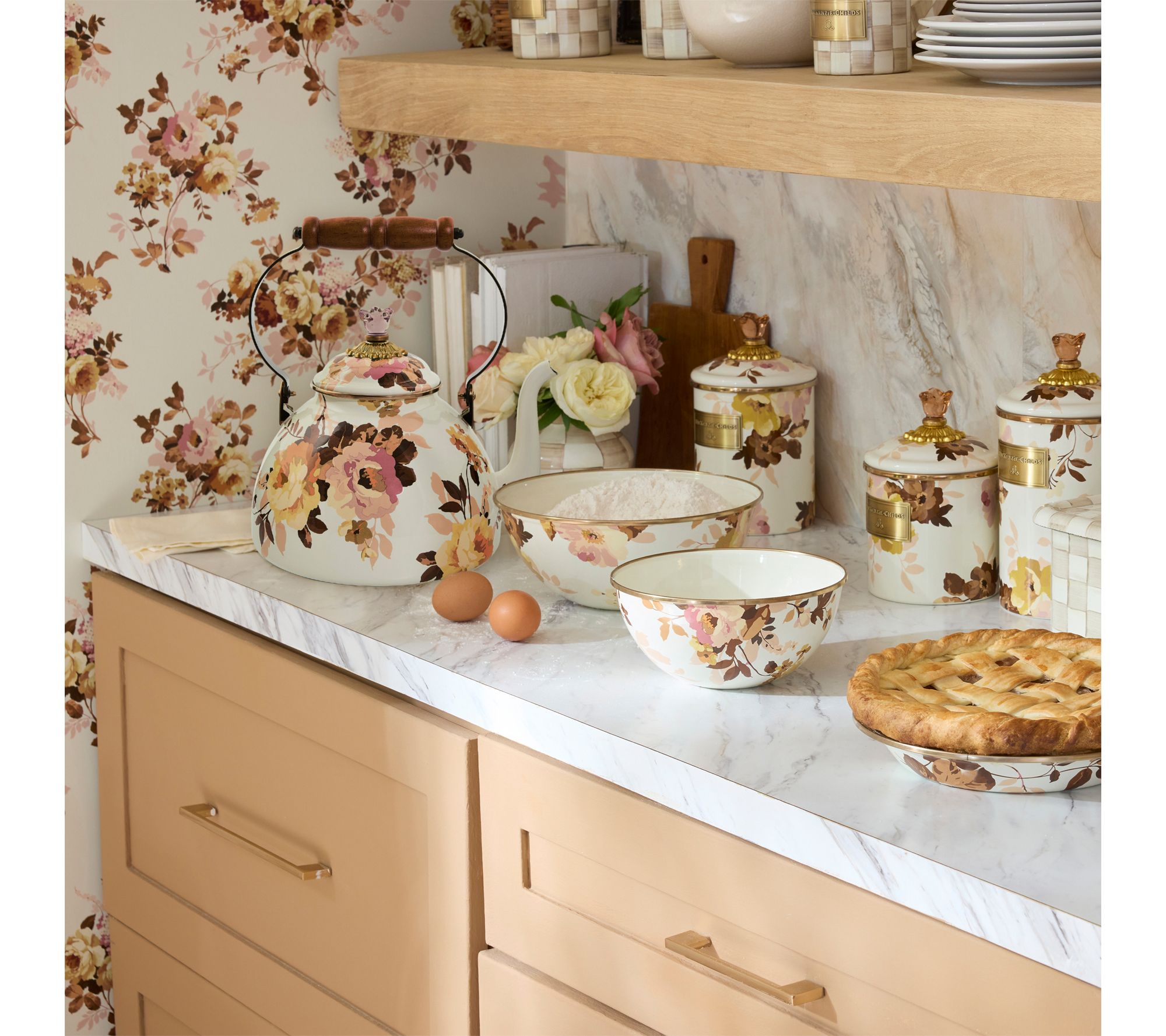 MacKenzie- Childs Wild Rose 3 Quart Tea Kettle | QVC