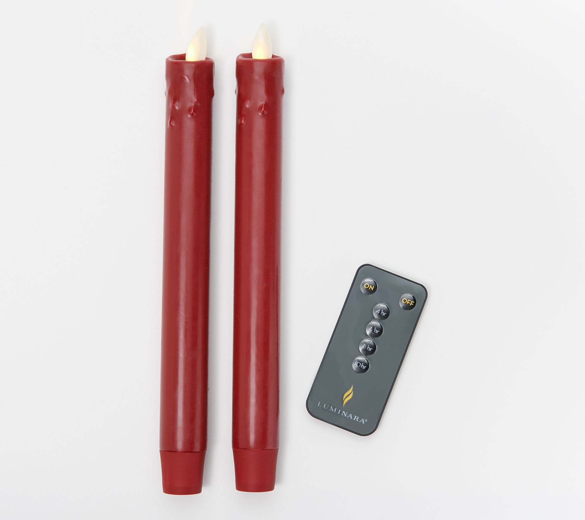 Luminara Set of (2) 8" WaxDipped Taper Candles with Remote