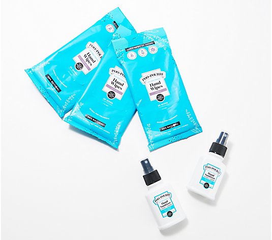 Poo-Pourri Set of (2) Hand Sanitizer Sprays and (3) Hand Wipes
