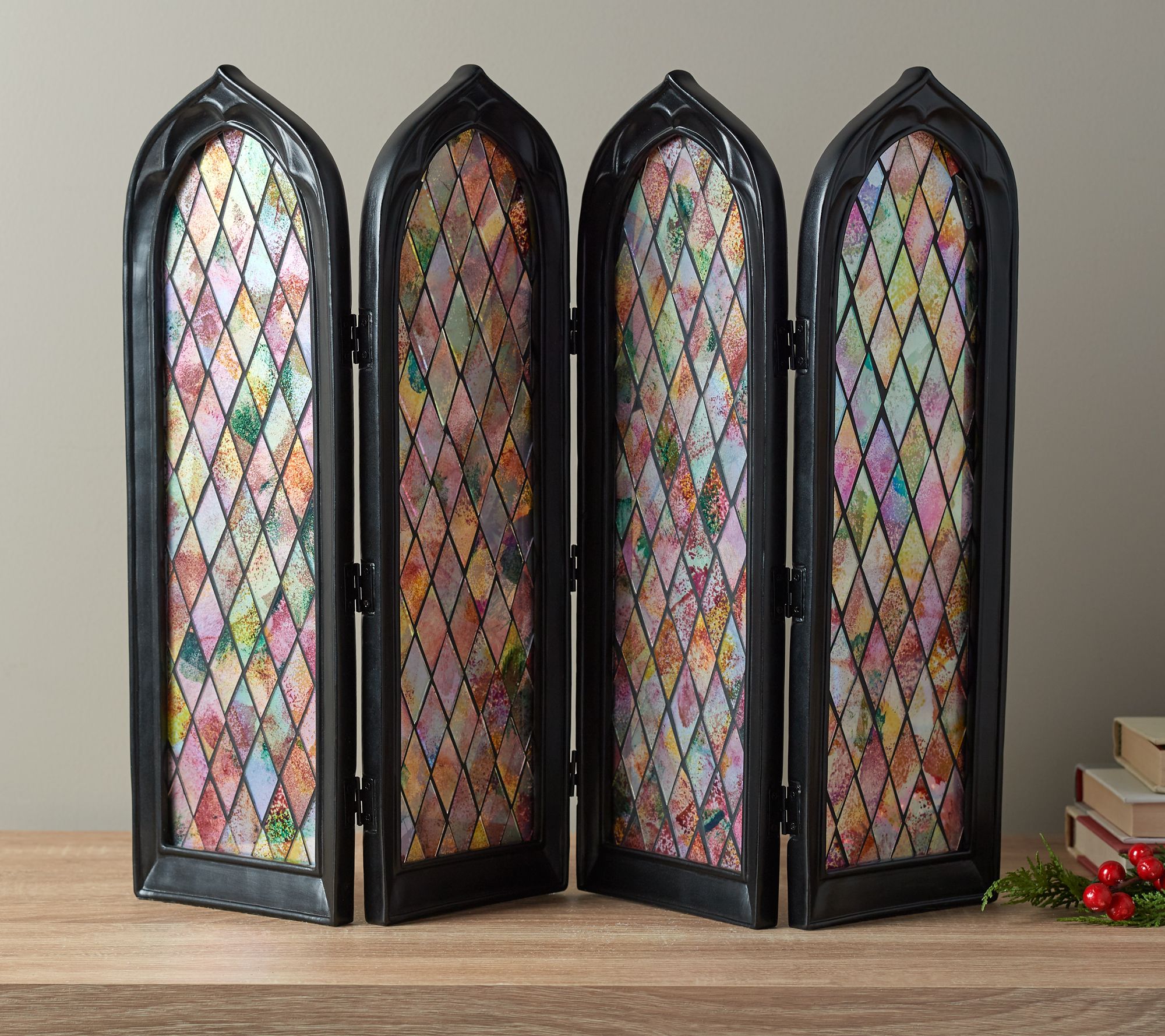"As Is" 4Panel Stained Glass Decorative Screen by Valerie