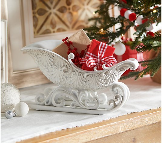 Decorative Antiqued Sleigh w/ Scrollwork Runners by Valerie