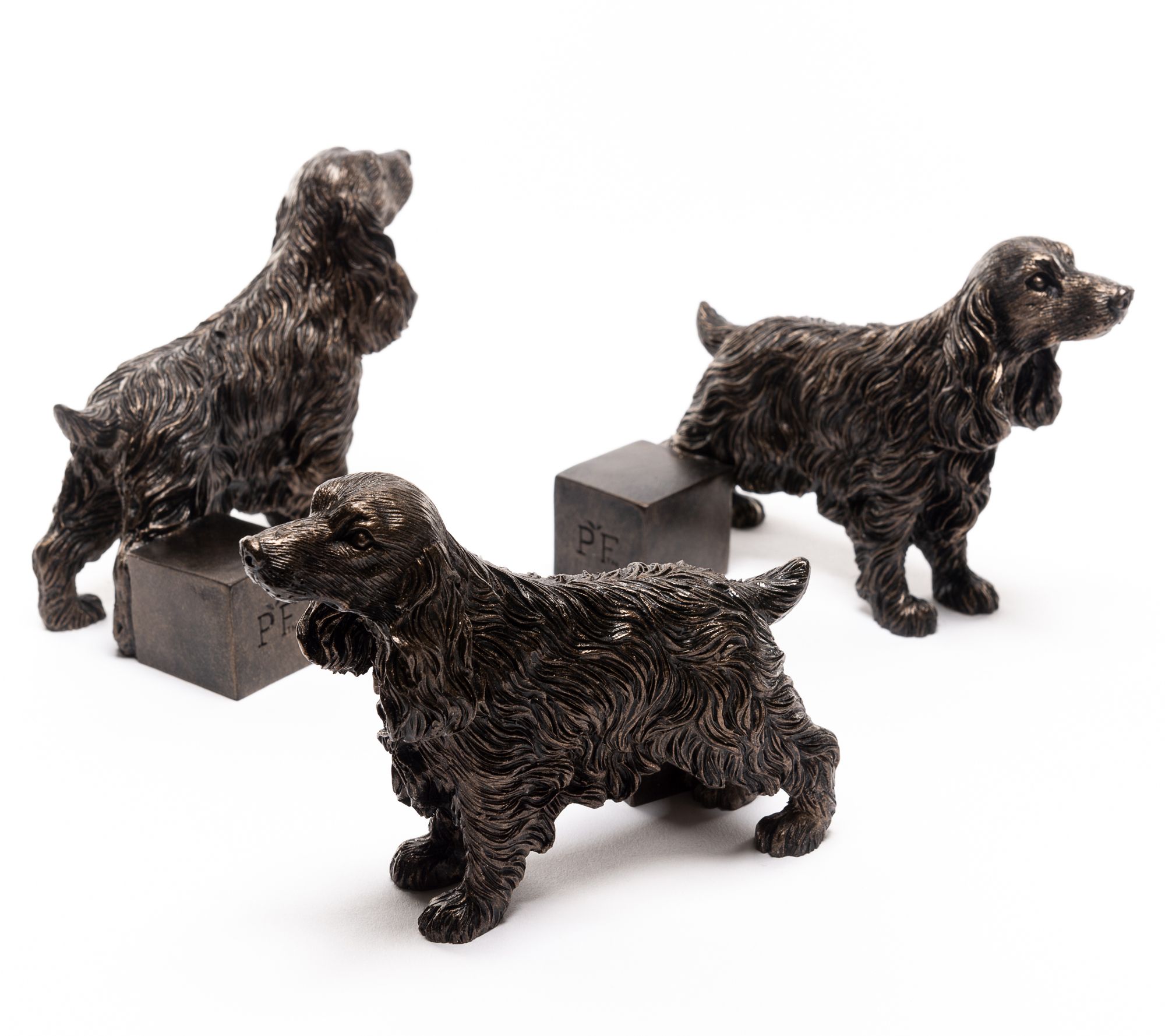 Jardinopia Potty Feet Three Antiqued Bronze Coc ker Spaniels