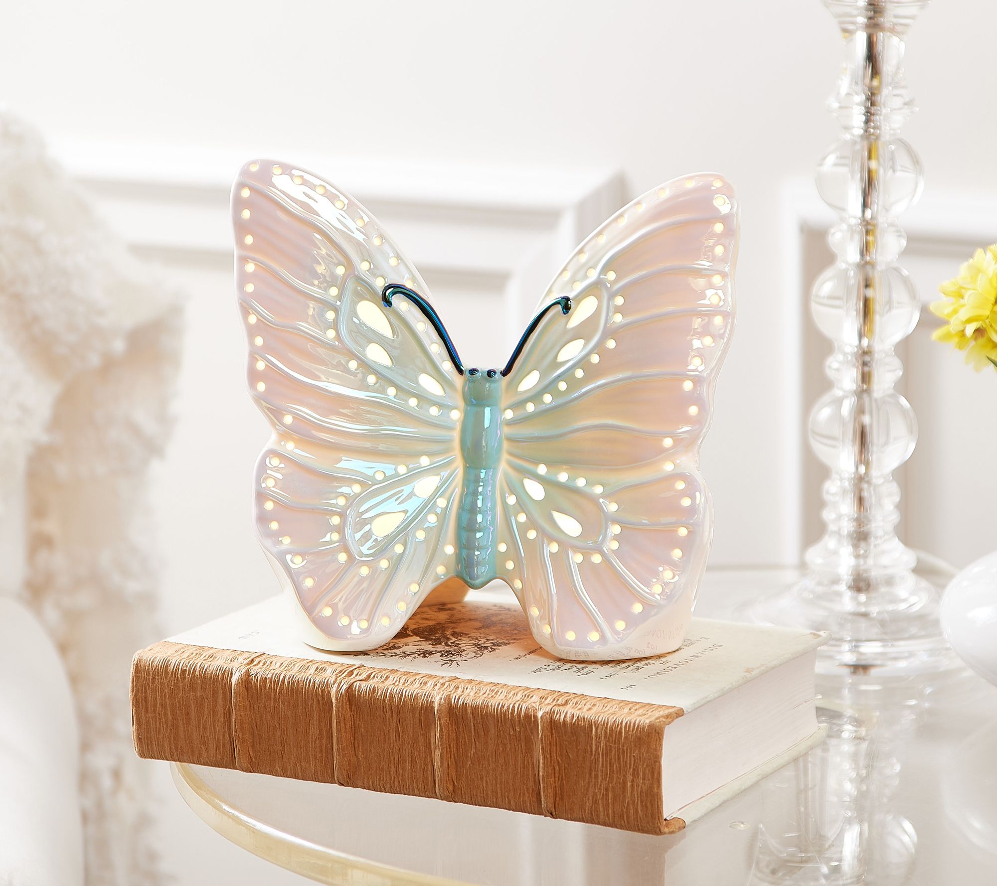 8 Illuminated Iridescent Porcelain Butterfly by Valerie 