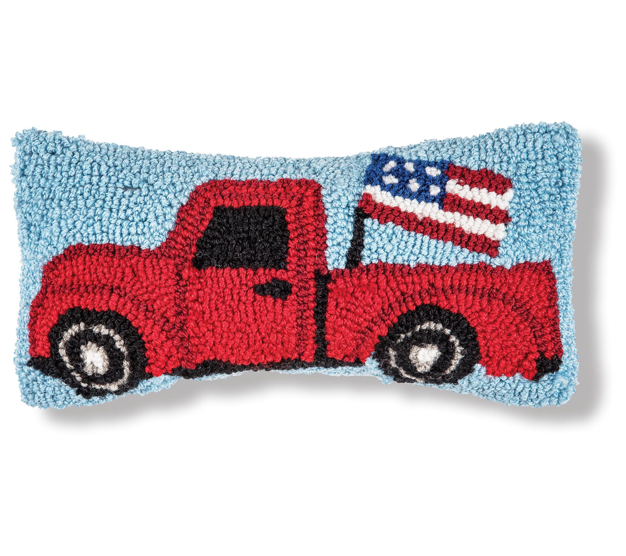 6 x 12 Patriotic Truck Hooked Americana Pillow by Valerie 