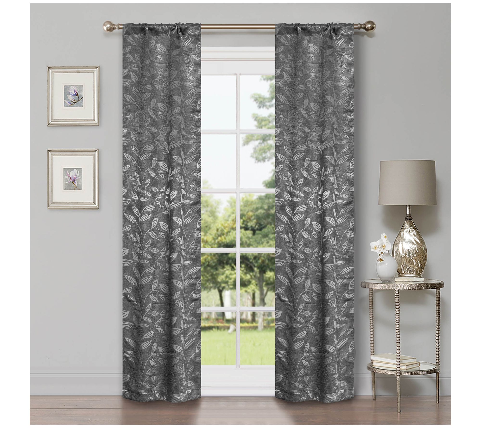 Superior Bohemian Leaves Blackout 2-Piece Curtan Set, 26x63